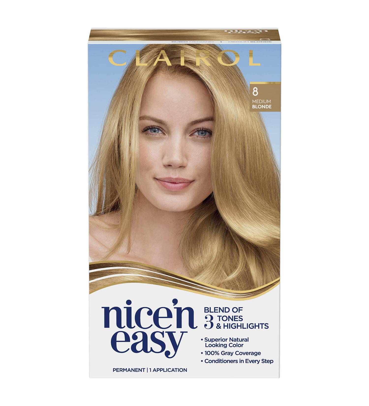 Clairol Nice'n Easy 8 Medium Blonde Permanent Hair Dye - 6.26 Fl Oz - Buy Online on GoSupps.com