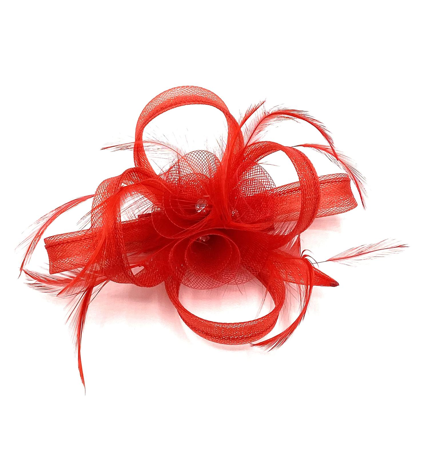 Ladies Feather Beak Clip Fascinator Weddings Races Royal Ascot Hair Piece Clip Red - Buy Online on GoSupps.com