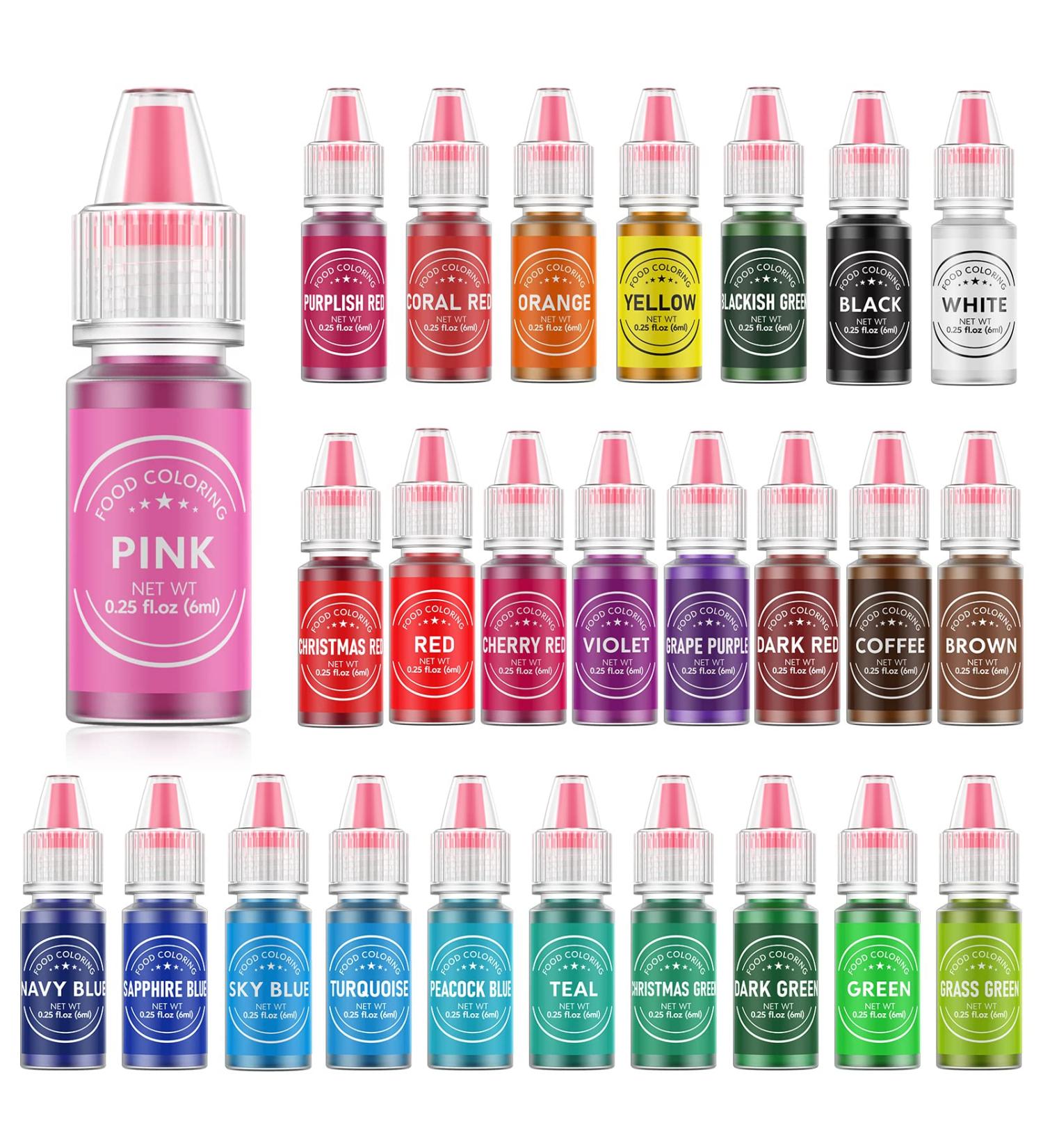 Food Coloring for Baking - 26 Vibrant Cake Food Coloring Liquid Set for Dessert Decorating  Food Grade Food Dye for Icing Fondant Cookies Easter Egg Making DIY Supplies Kit- 0.25 Fl. oz (6 ml)/Bottles - Buy Online on GoSupps.com