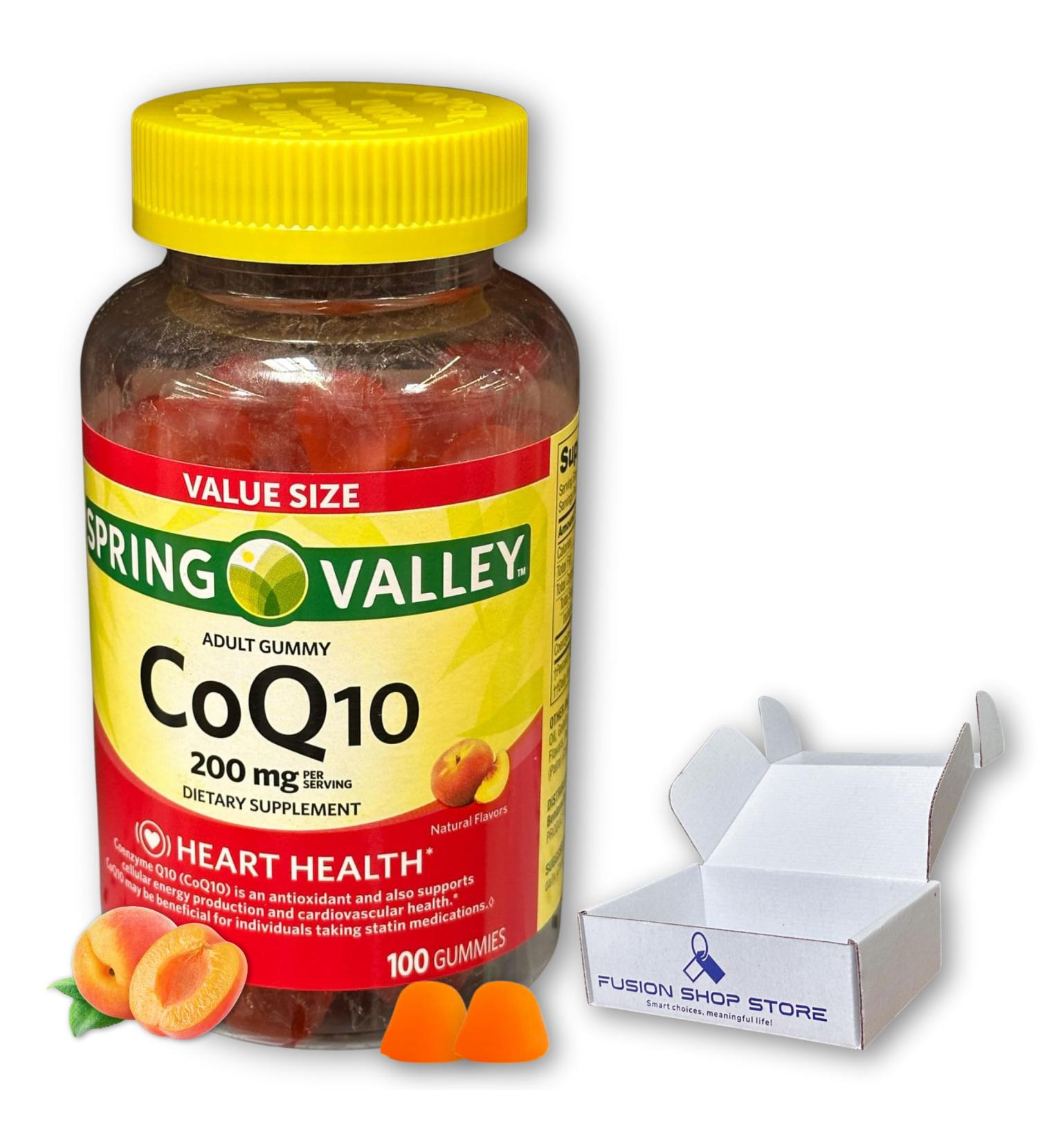 Coq10 200mg Gummies- Coenzyme Supplement for Adults Natural Flavor 200 mg 100 ct (Pack of 1) Boxed by Fusion Shop Store - Buy Online on GoSupps.com
