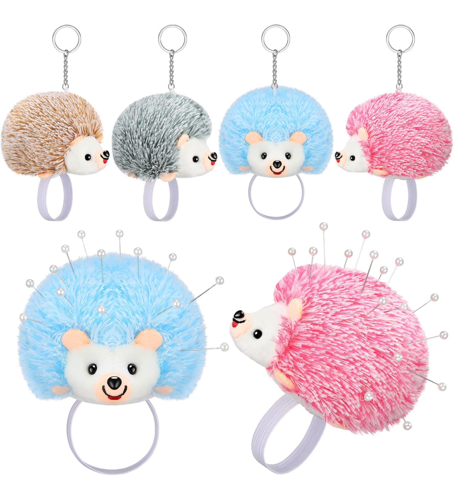 Hedgehog Shape Pin Cushion Set - 4 Pcs Furry Sewing Pincushions in 4 Colors for DIY Crafts and Quilting Projects - Buy Online on GoSupps.com