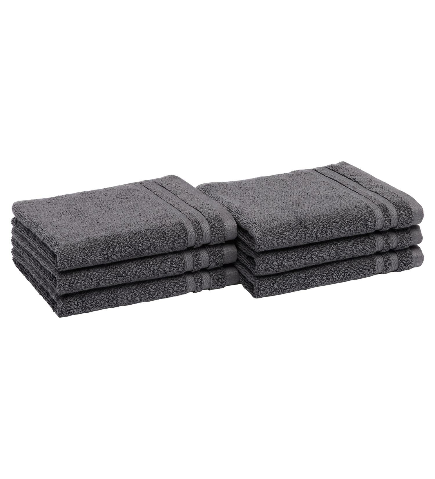 Amazon Basics 6-Pack Dark Grey Hand Towels - 30% Recycled Cotton Content - Buy Online on GoSupps.com