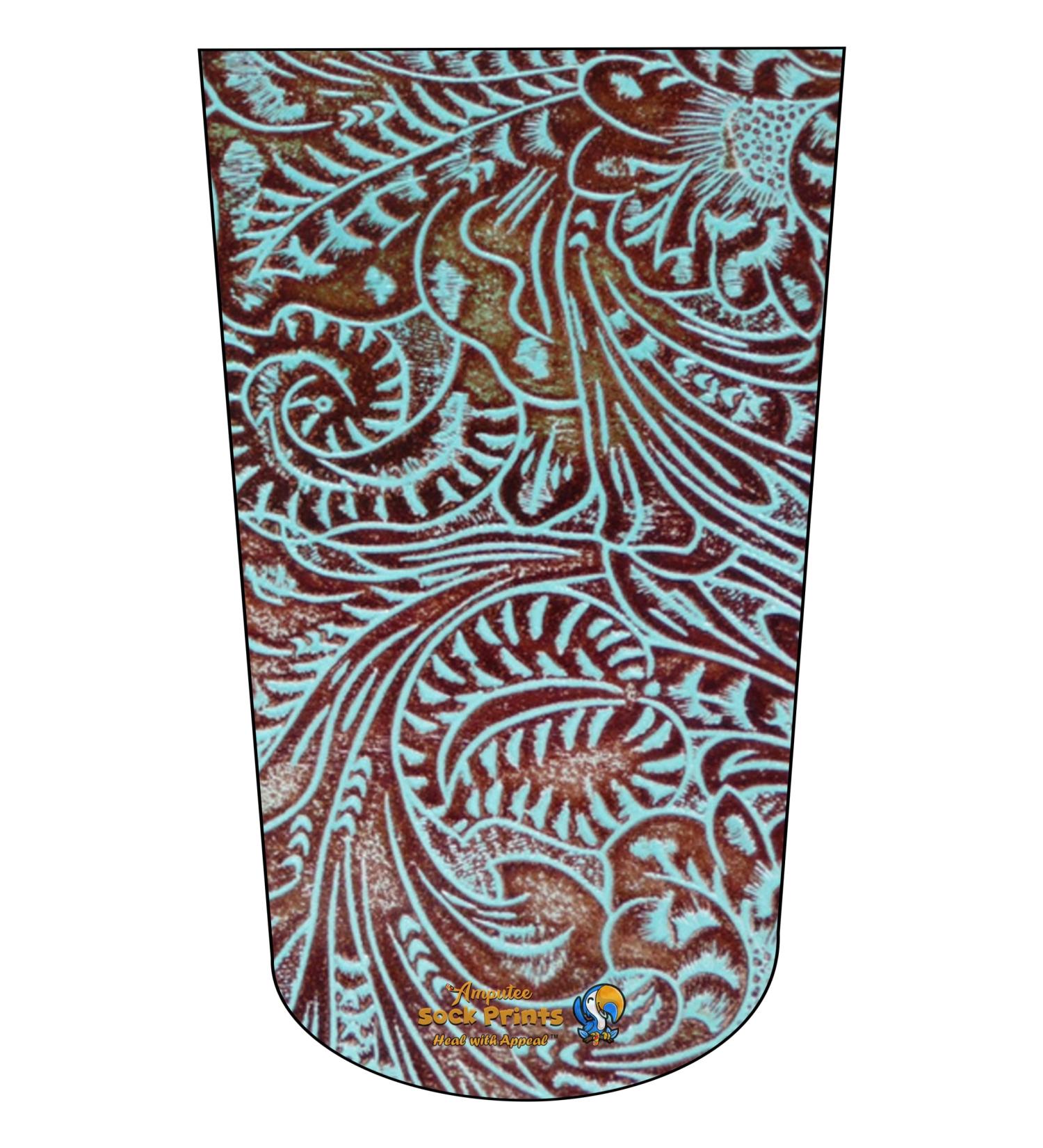 Amputee Sock BTKA - Western Tooled Pattern V5 3-Ply Stump Sock | Size SM-XTRA LRG | Multi Color - Shop Internationally - Buy Online on GoSupps.com