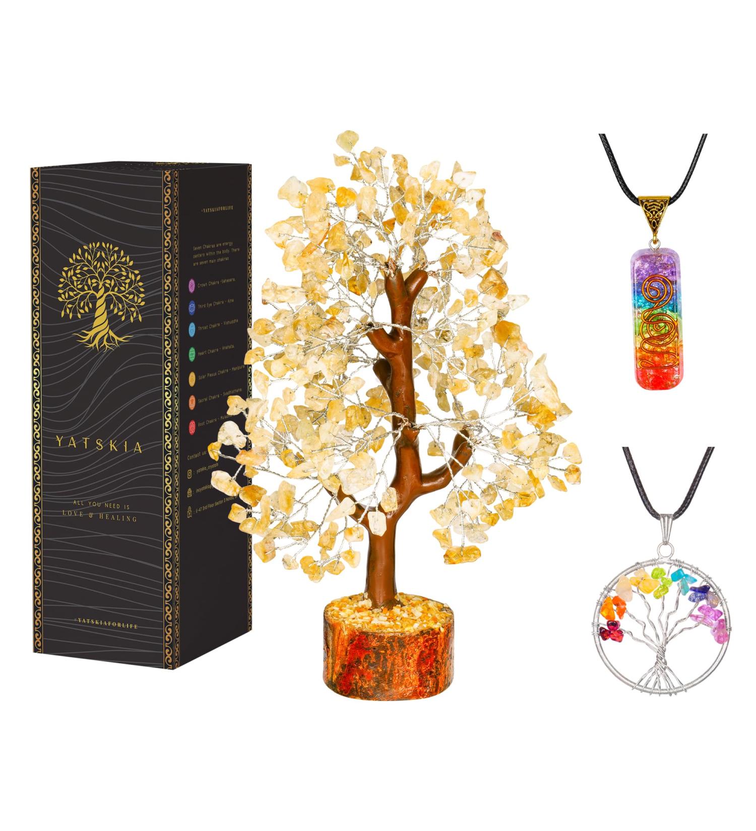 Citrine Crystal Tree - Feng Shui & Chakra Home Decor - Gemstone Tree for Good Luck - Citrine Stone Gift - Buy Online on GoSupps.com
