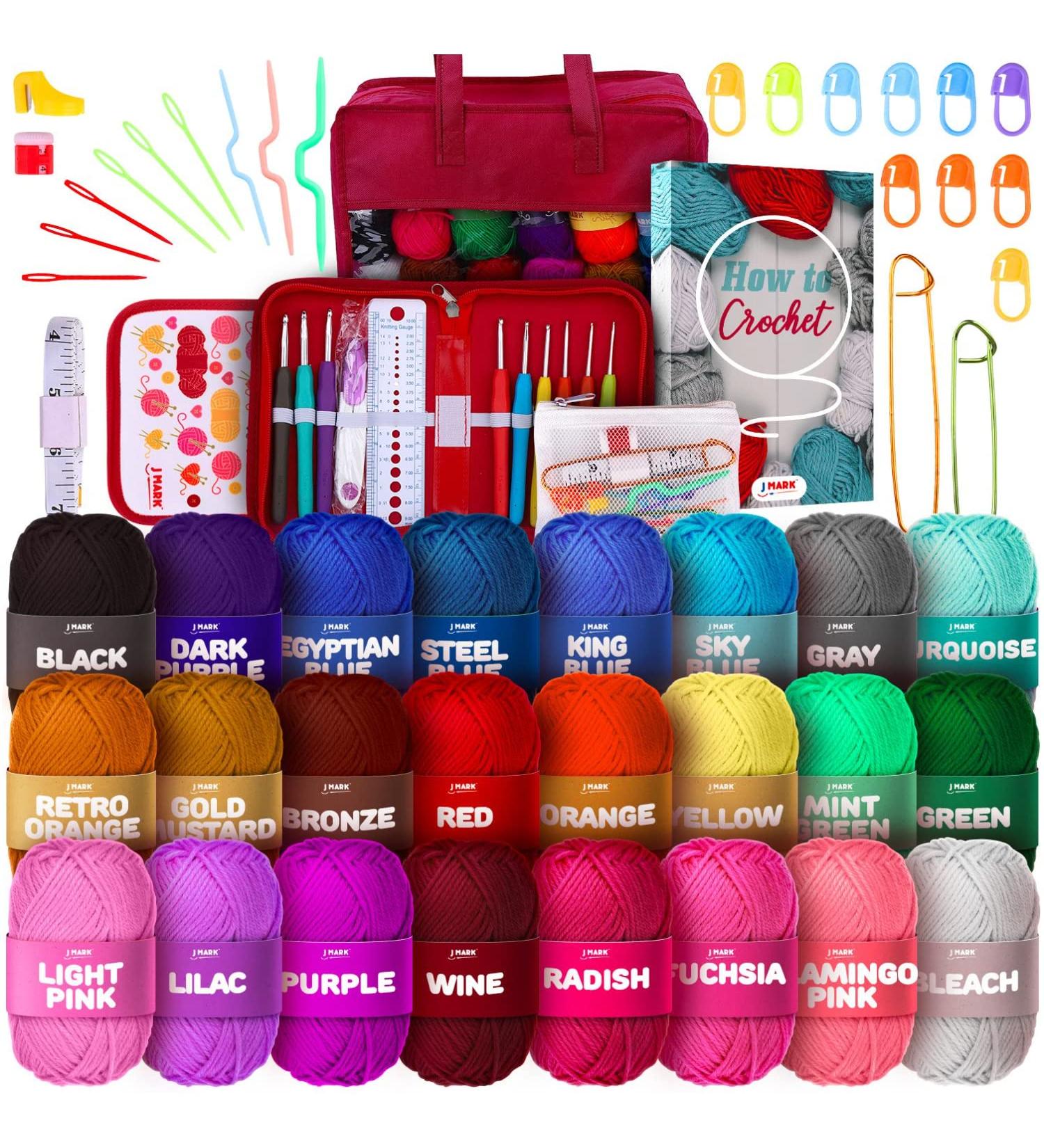 J MARK Crochet Kit for Beginners - 1320 Yards Yarn Set with Crochet Hook for Adults and Kids - Buy Online on GoSupps.com
