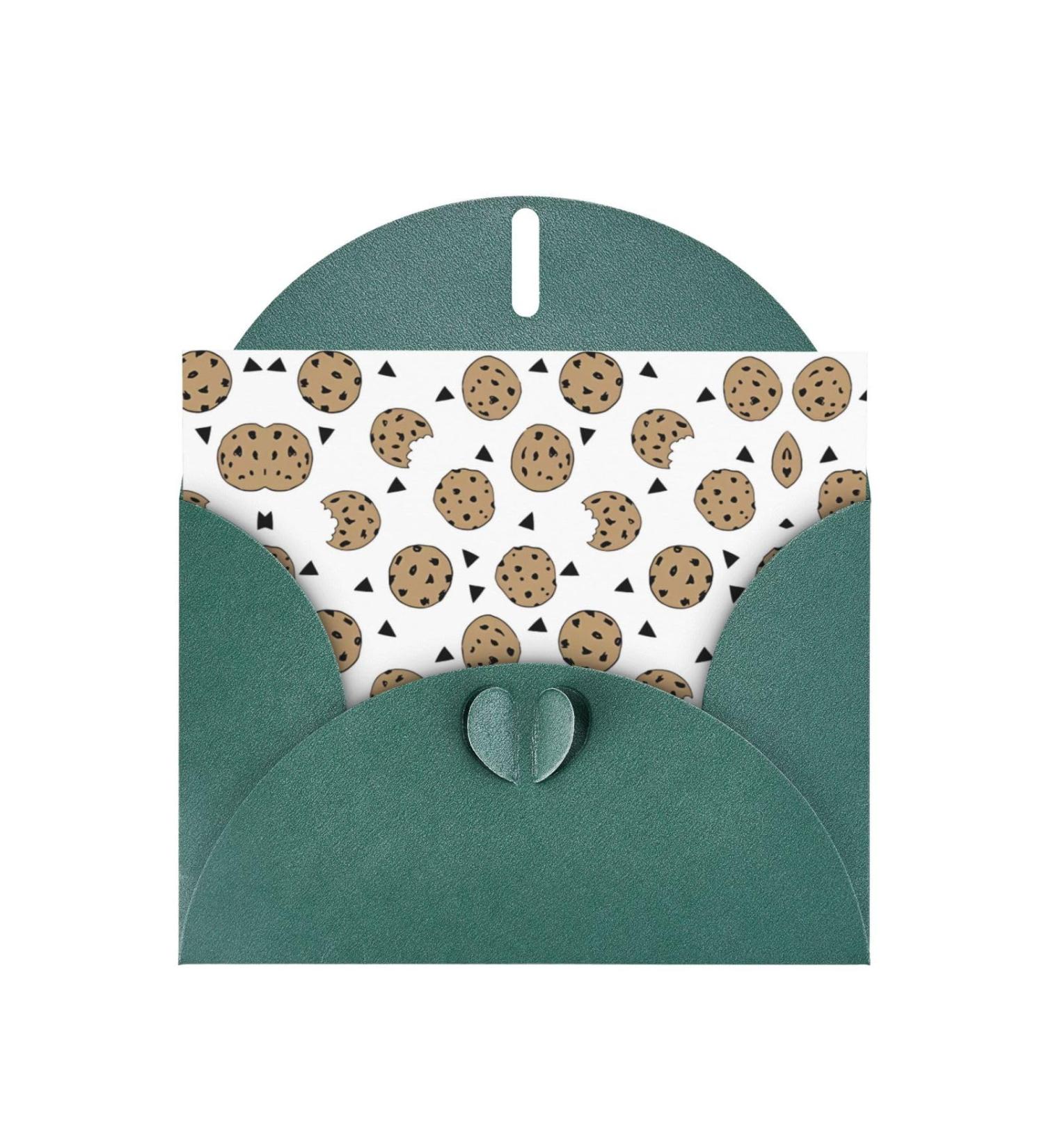 YYHHAOFA Dark Green Cookies Food Chocolate Chip Biscuits Pearl Paper Holiday Card Greeting Card Suitable For Christmas Party Invitations Dark Green One Size - Buy Online on GoSupps.com
