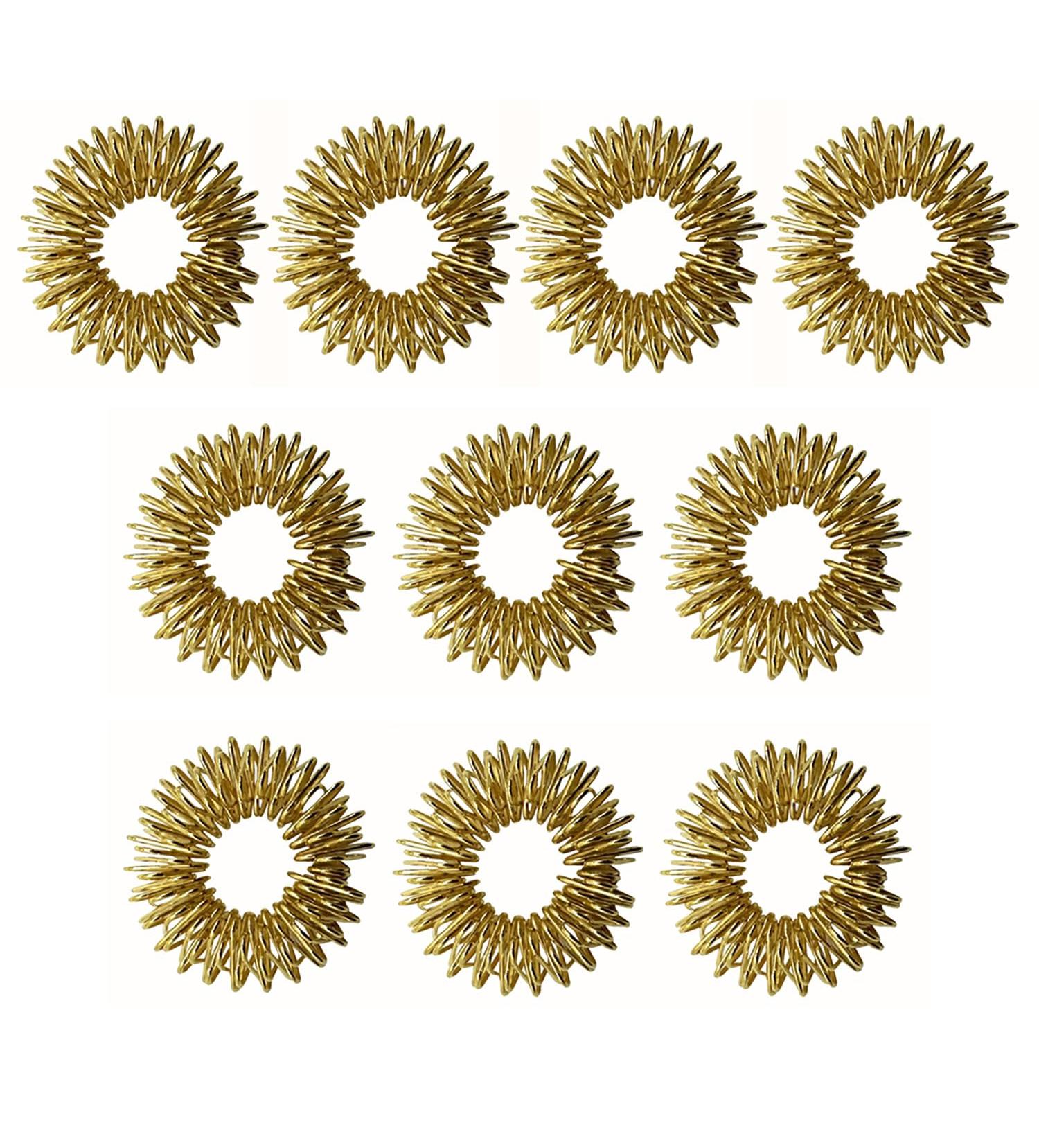 10 Acupressure Massage Rings for Stress Relief & Improved Circulation - Golden Finger & Toe Massagers - Buy Online on GoSupps.com