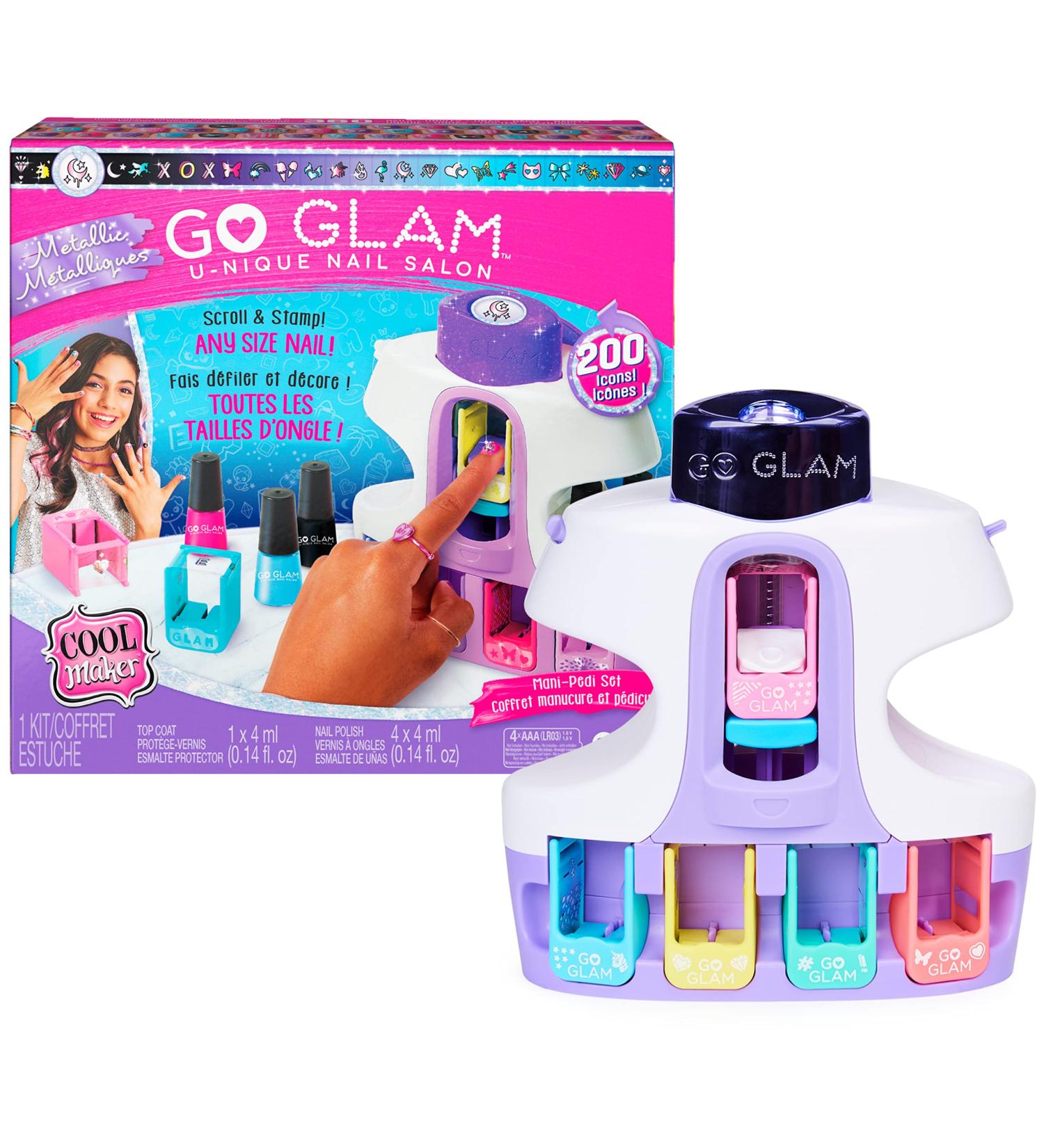 GO GLAM U-nique Metallic Nail Salon Kit for Girls - 200 Nail Designs, 4 Polishes, Stamper & Dryer - Amazon Exclusive - Buy Online on GoSupps.com