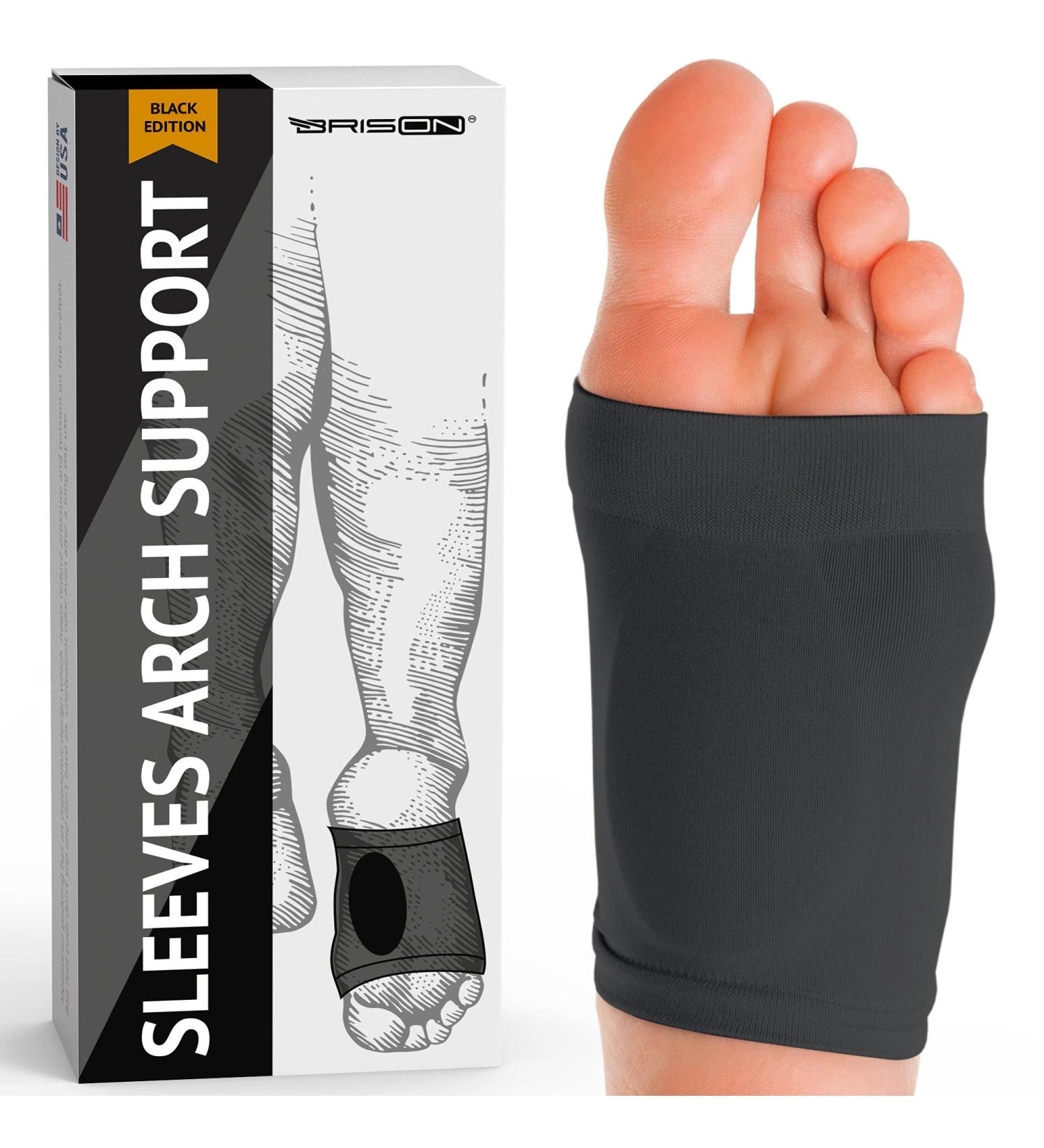 Metatarsal Compression Arch Support Sleeves for Flat Feet Pain Relief - Medium Black | Reusable Gel Pad Fabric Socks for Arthritis & Plantar Fasciitis - Men & Women - Buy Online on GoSupps.com