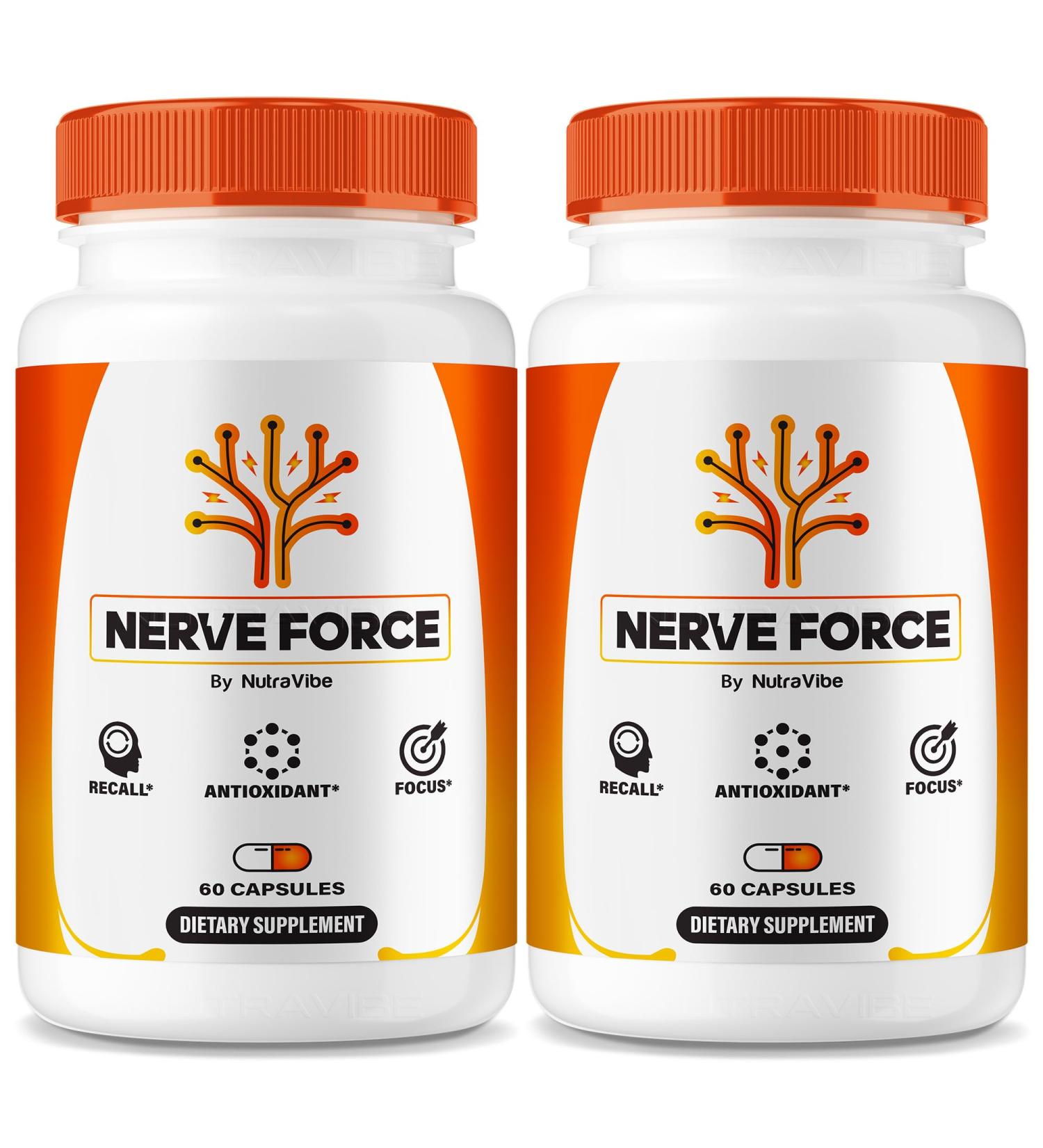 (2 Pack) Nerve Force Premium Neuropathy Blend for Brain Nerves & Concentration | NerveForce Capsulas for Memory Focus & Clarity | Easy-to-Take for Daily Support 60 Day Supply (120 Capsules) - Buy Online on GoSupps.com
