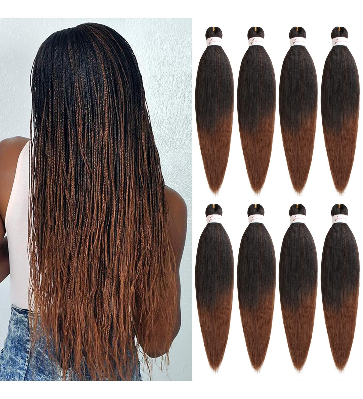 Xtrend 8 Packs 30 Inch Ombre Brown EZ Braiding Hair Extensions Long Pre Stretched for Box Braids Yaki Straight Kanekalon Fiber Pre Stretched Crochet Braiding Hair Extension T30# 30 Inch (Pack of 8) T30# - Buy Online on GoSupps.com