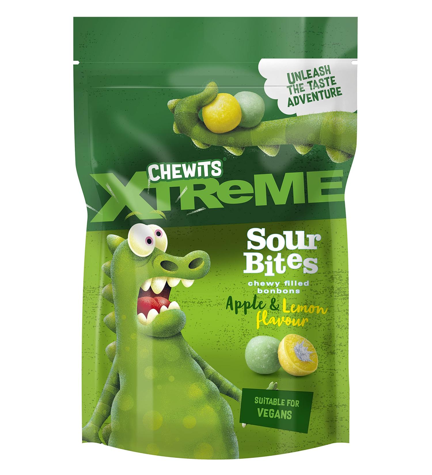Chewits "Xt" Extra Sour Bites Apple and Lemon Flavour 165 g x 10 Multi Colour