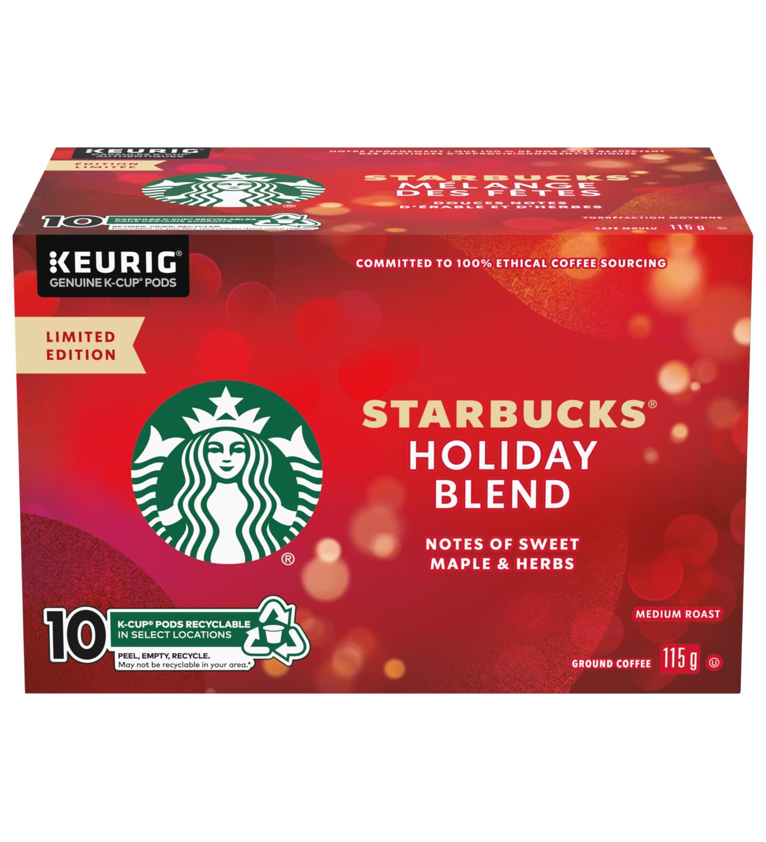 STARBUCKS K-Cup Roast Ground Coffee Holiday Blend Carton 115 g Holiday Blend 10 Count (Pack of 1) - Buy Online on GoSupps.com