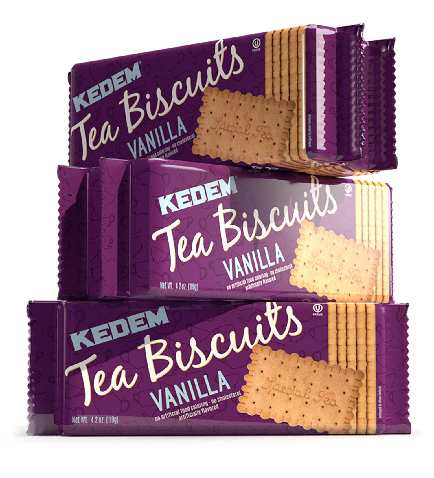 Kedem, Vanilla Tea Biscuits, 4.2oz Bag (Pack of 6) Thin & Crisp Vanilla Tea Biscuits, Great Dunking Cookie
