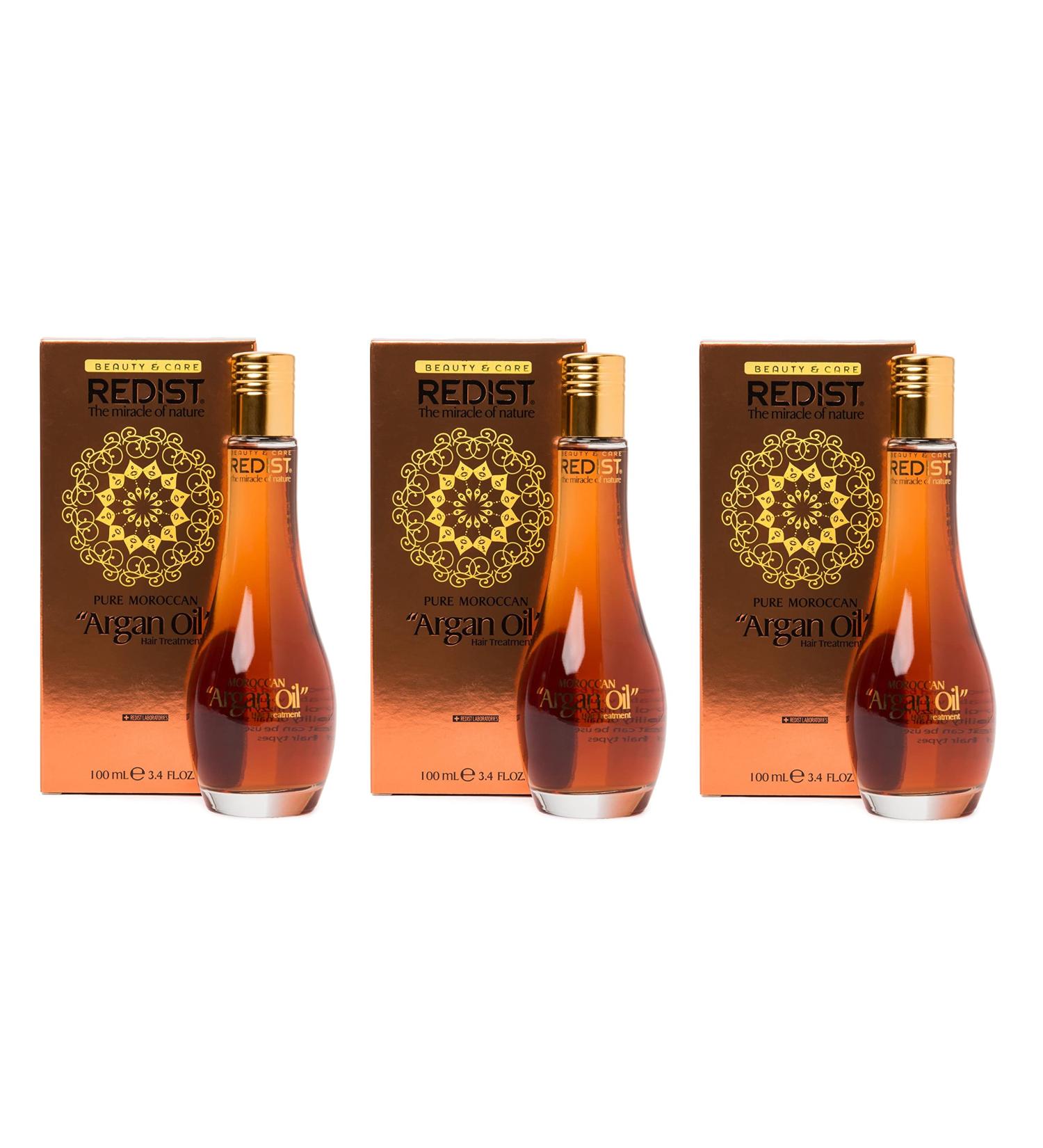  Redist Redist Moroccan Argan Oil Set of 3 x 100ml bottles of argan oil for hair care Leave-in treatment oil | Scalp oil | Argan oil for the face | Conditioner - Buy Online on GoSupps.com