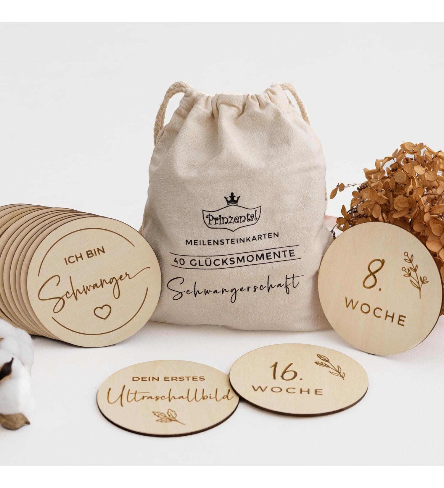 Prinzental 40 Milestone Cards for Pregnancy | Engraved Wooden Photo Cards | Perfect for 9 Months (German) - International Shipping Available - Buy Online on GoSupps.com