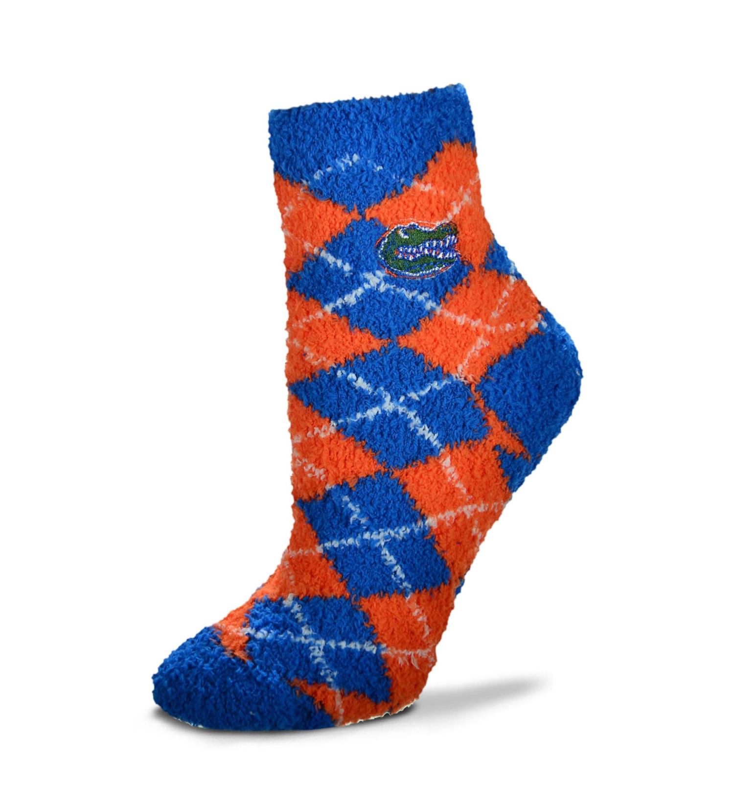 For Bare Feet NCAA Argyle Fuzzy Sleep Socks Florida Gators Medium
