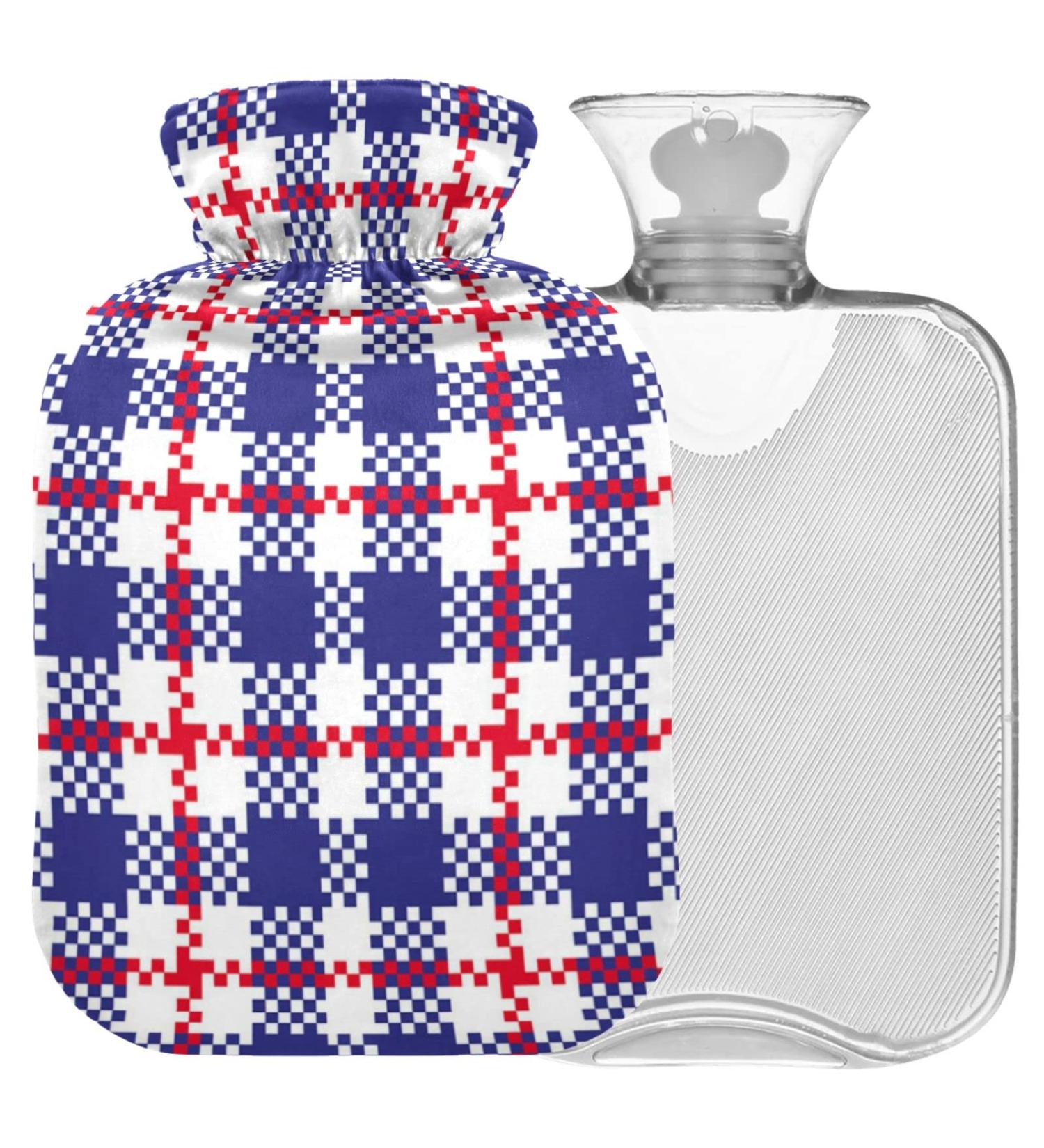 Buy Naanle Plaid American Hot Water Bottle 1L | Pain Relief & Warmth for Bed Hands & Feet | Transparent Bag Included - Buy Online on GoSupps.com