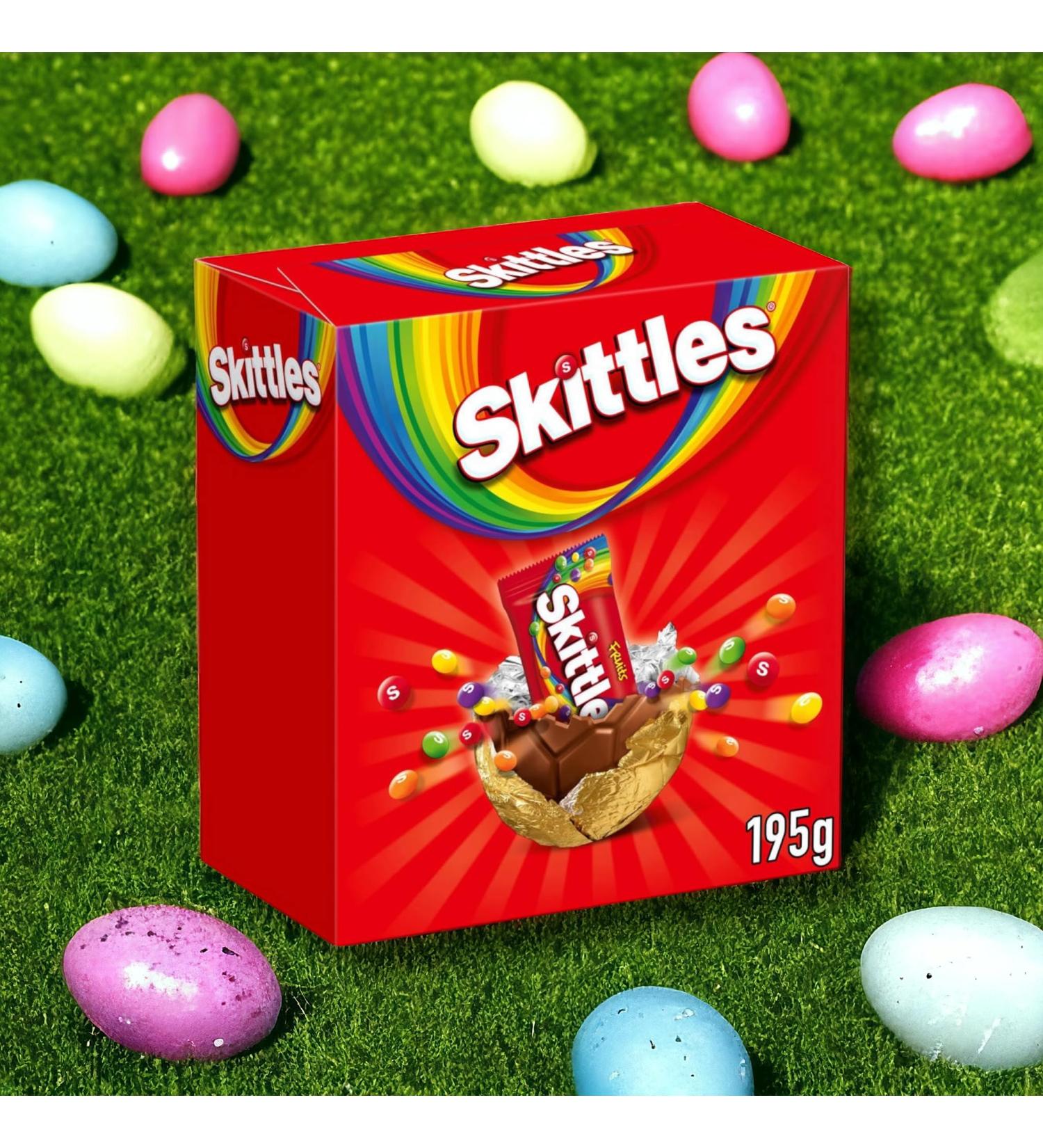 Skittles Chewy Fruit Flavored Sweets Milk Chocolate Large Easter Egg 195g with One Inside Gift Easter Gift 2024