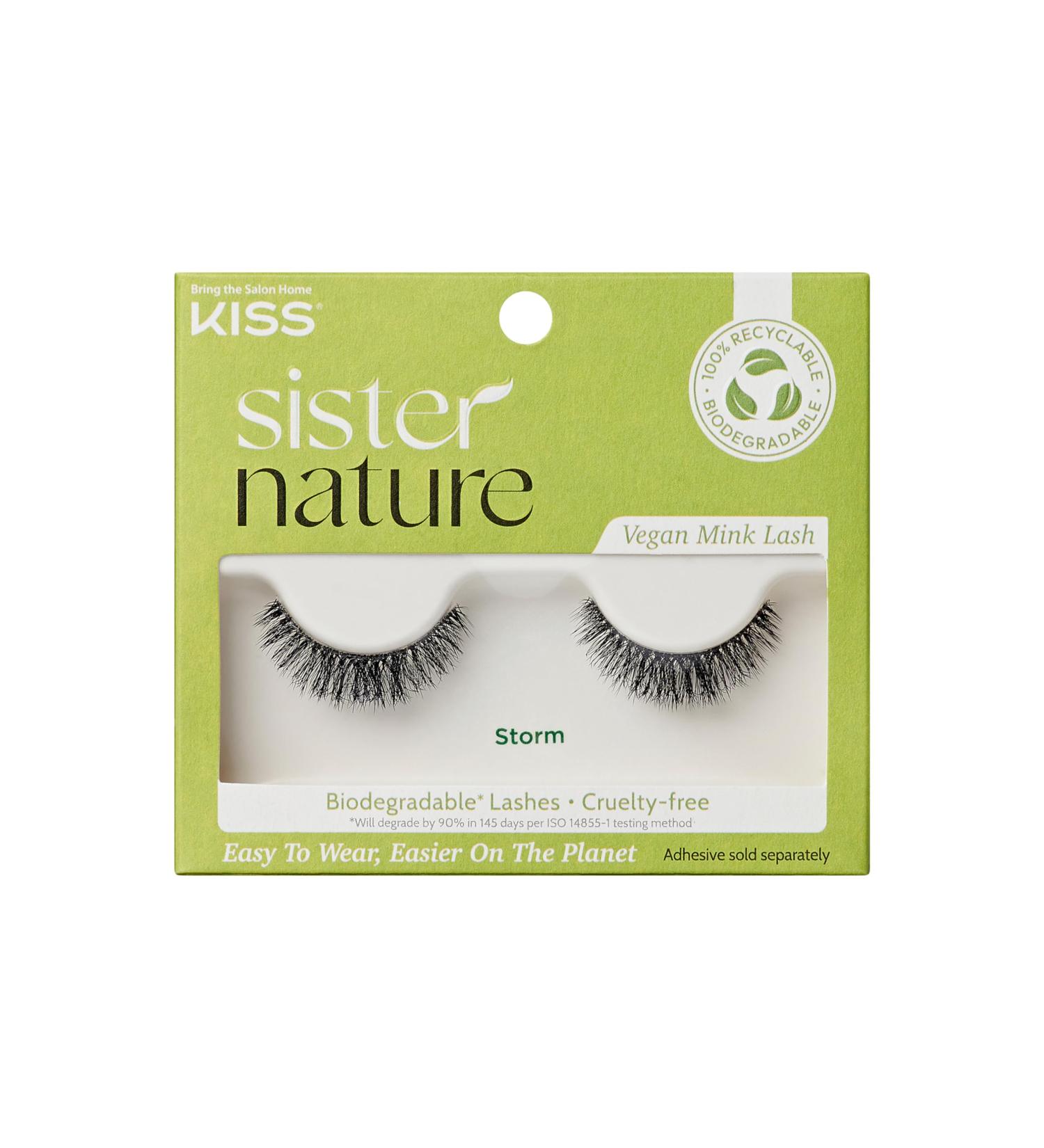 KISS Sister Nature Vegan False Eyelashes - Storm | 12mm Contact Lens Friendly Easy to Apply Reusable Strip Lashes - Buy Online on GoSupps.com