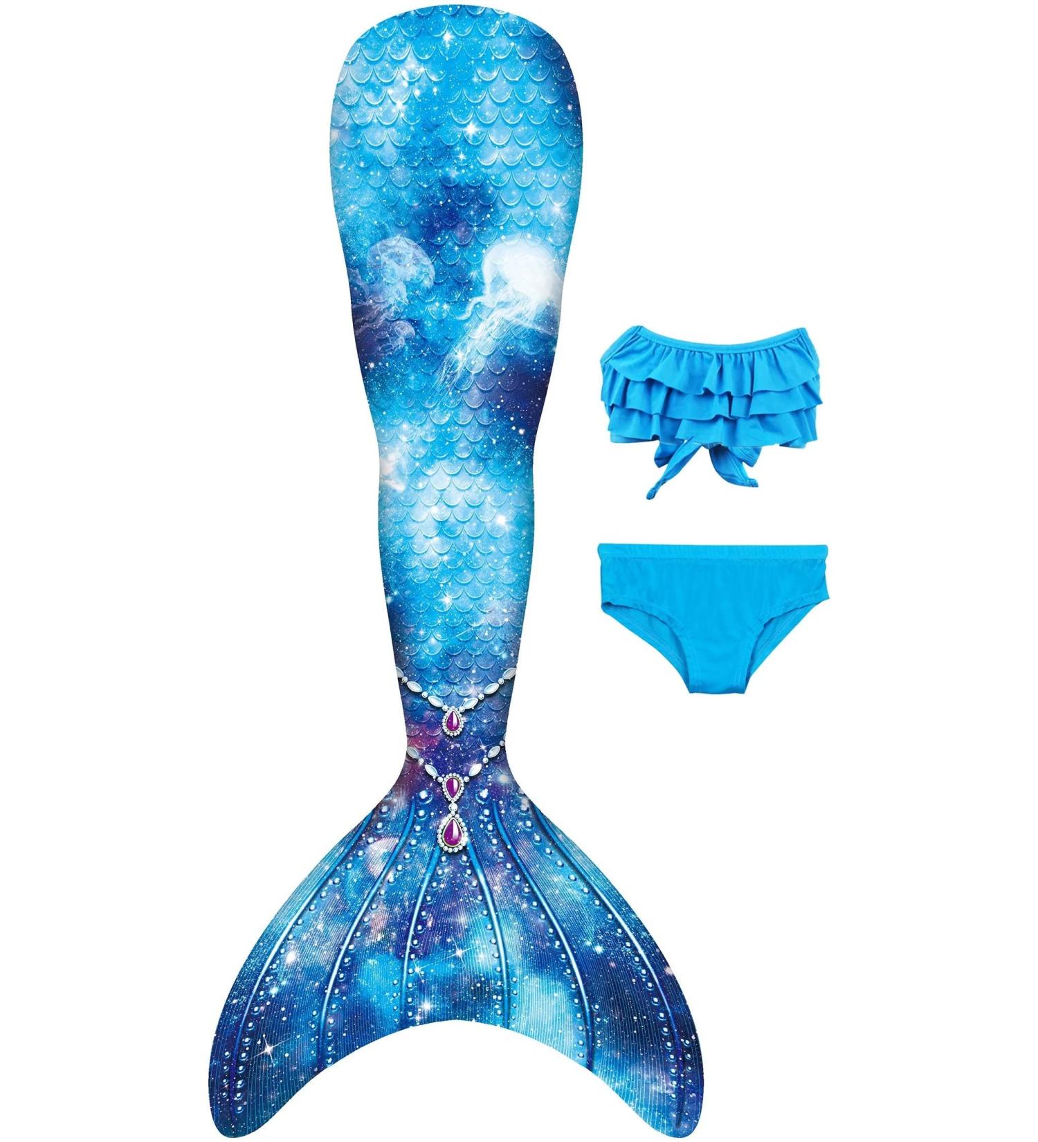 NAITOKE Mermaid Tail with Bikini for Girls - 3pc Set Without Monofin (140 Xsxsr) | Perfect for Swim Fun & Dress Up - Buy Online on GoSupps.com