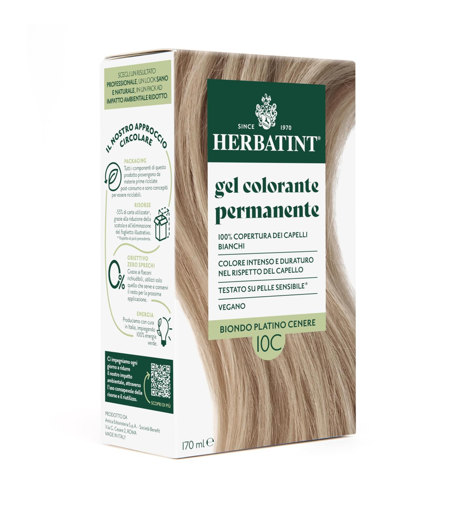  Herbatint Herbatint Permanent Hair Color Gel 10C Ash Platinum Blonde - 170 ml | Ammonia-Free 100% Gray Coverage | For Sensitive Skin with 8 Natural Organic Extracts - Buy Online on GoSupps.com