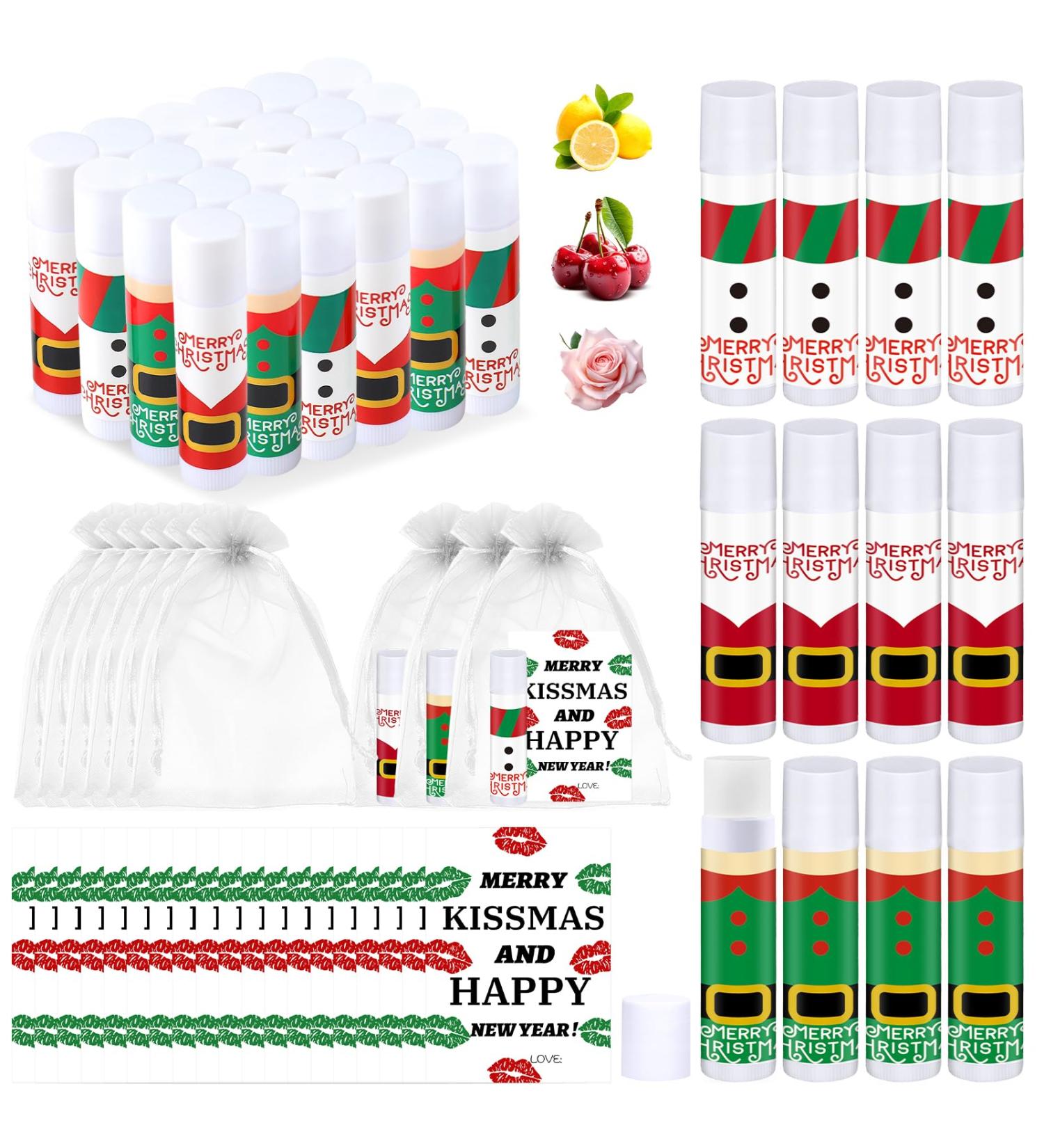 36Sets Christmas Lip Balm Bulk Christmas Lip Balm Set with Cards and Organza Bags Xmas Lips Balms Gift Set for Teens and Adults Xmas Stocking Stuffer Party Supplies Lips Care - Buy Online on GoSupps.com
