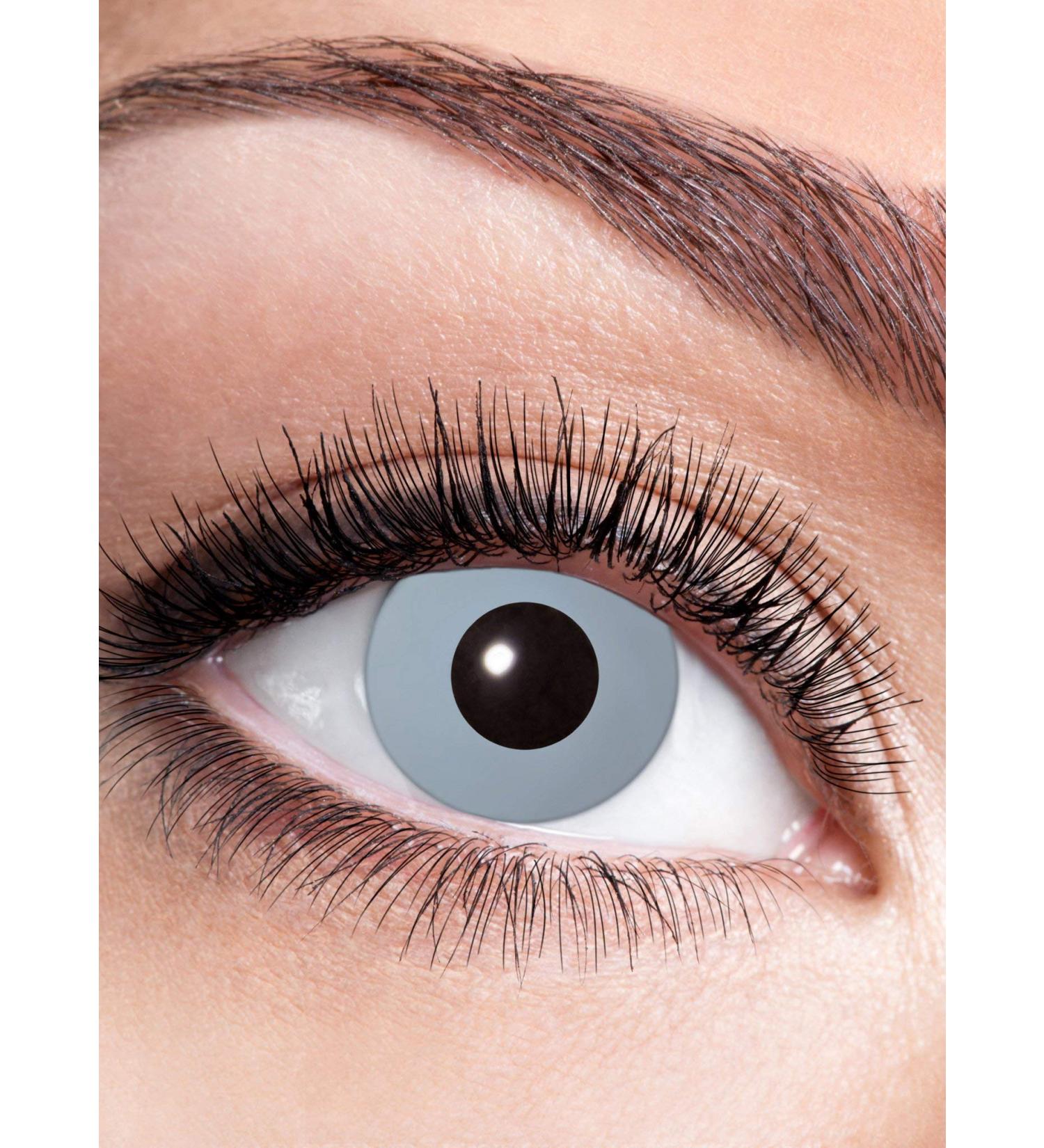 Hexer gray contact lens/annual lens with dioptries - colored motif lens with preserve (1 piece) - dioptria: -4 - ideal for Halloween carnival motto party witch -party gray -4.0 dioptries