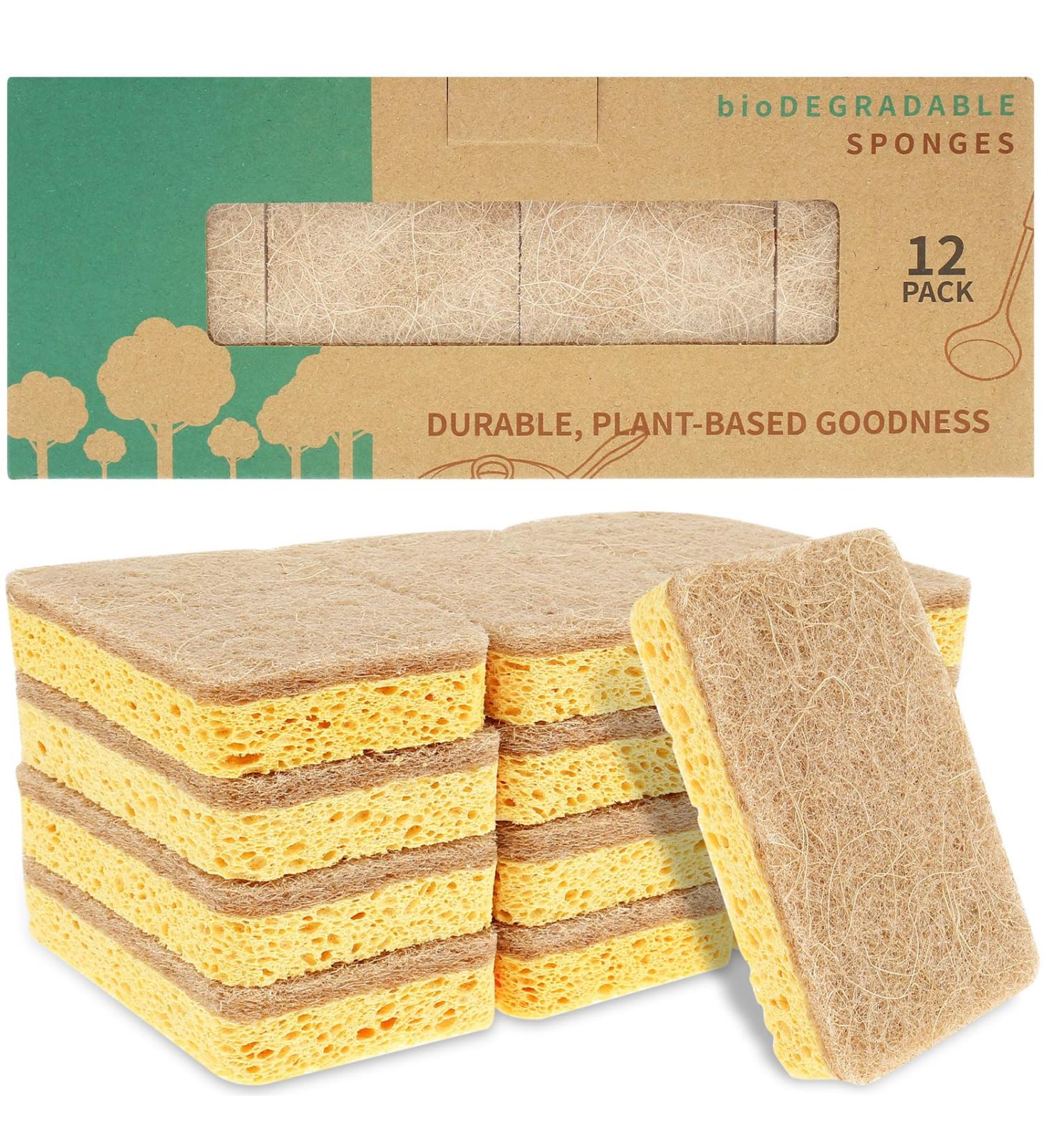 Protoiya 12Pcs Natural Sponges Odor Free Scrub Sponges Non Scratch Scrubber Pads Reusable Efficient Cleaning Kitchen Sponge Breathable Dish Sponge - Buy Online on GoSupps.com