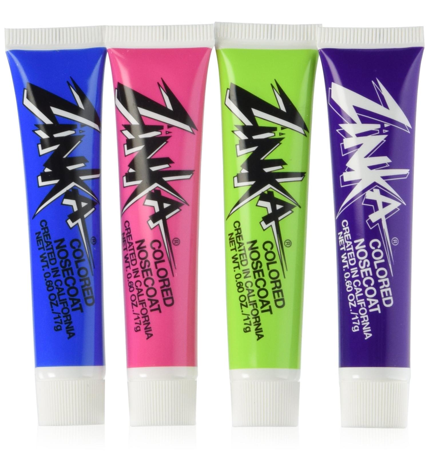 Zinka Colored Sunblock Zinc Waterproof Nosecoat 4 Pack - Blue Pink Green Purple | Best Sun Protection for Kids & Adults - International Shipping Available - Buy Online on GoSupps.com