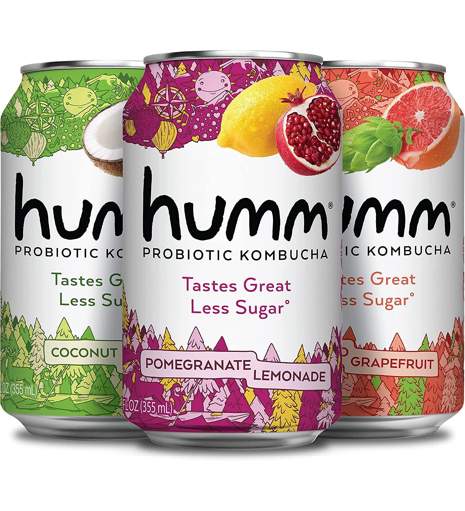 Humm Kombucha Hopical Paradise Variety Pack - 2 Billion Probiotics - Hopped Grapefruit, Coconut Lime, Pomegranate Lemonade - 12 Pack, 12 Fl Oz - Buy Online on GoSupps.com