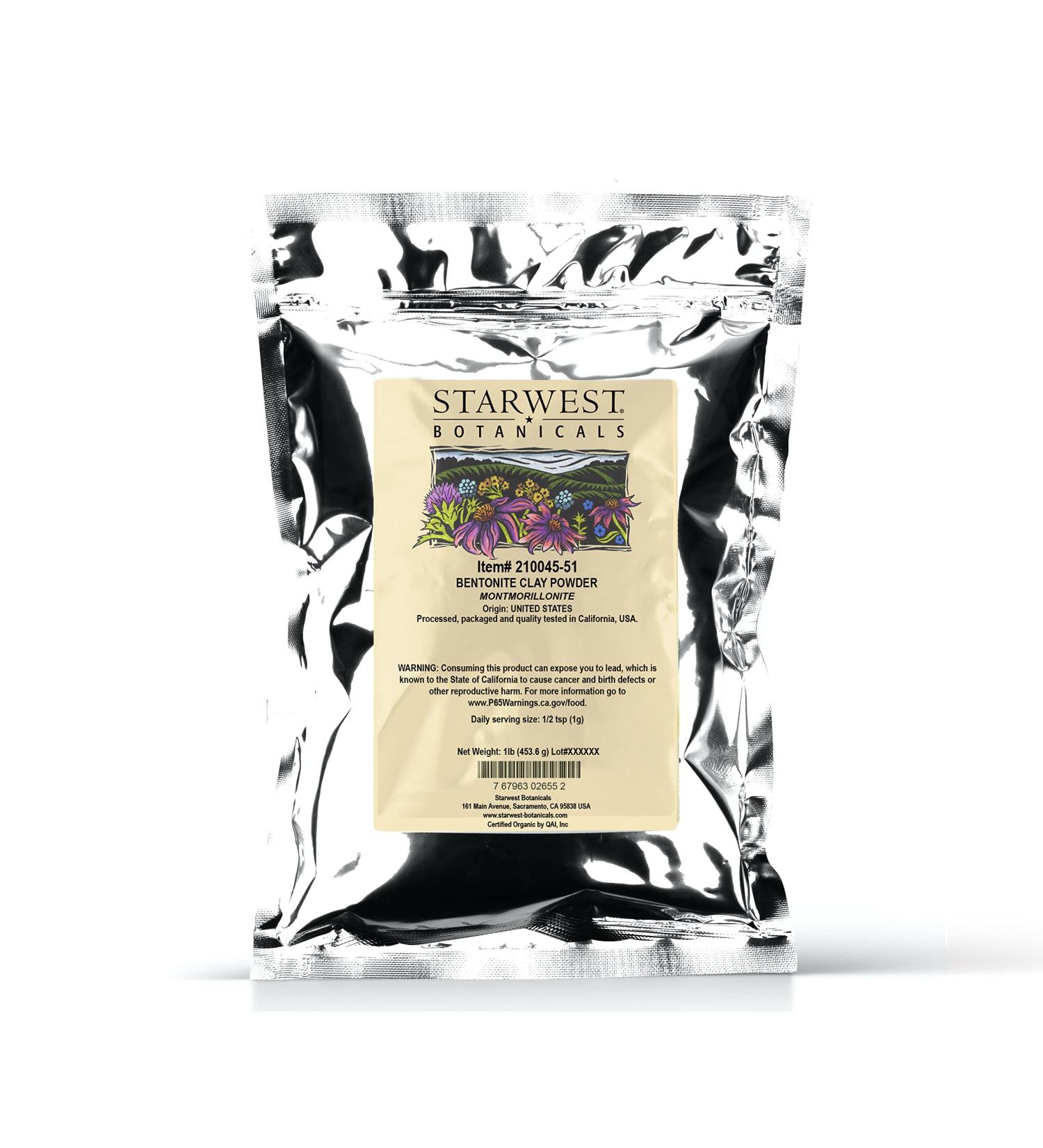 Starwest Botanicals Sodium Bentonite Clay (Food-Grade)  1 Pound 1 Pound (Pack of 1)