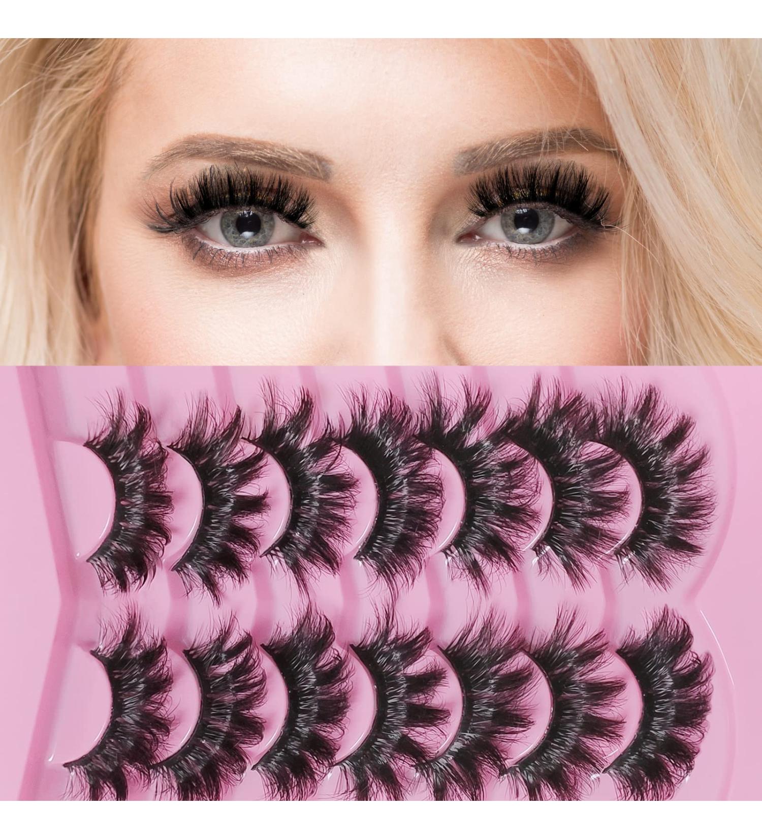 Manzelun Natural 18mm 3D Mink False Eyelashes - Long, Dramatic, and Wispy Russian Strip Lashes - 7 Pairs - Buy Online on GoSupps.com