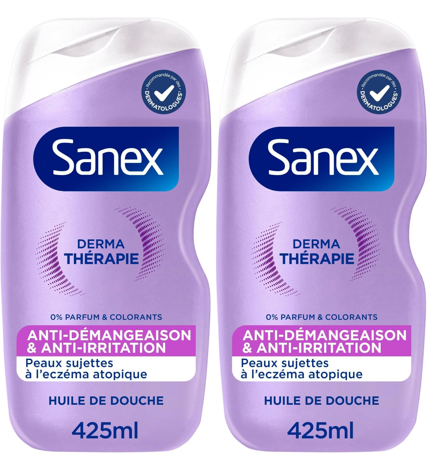 SANEX-Derma Th rapie-Huile de douche anti-d mangeaisons et anti-irritations pour les peaux sujettes l ecz ma atopique-moins d' irritations apr s 3 jours d'utilisation-complexe d acides amin s-425 ML Violet 425 ml (Lot de 2) - Buy Online on GoSupps.com