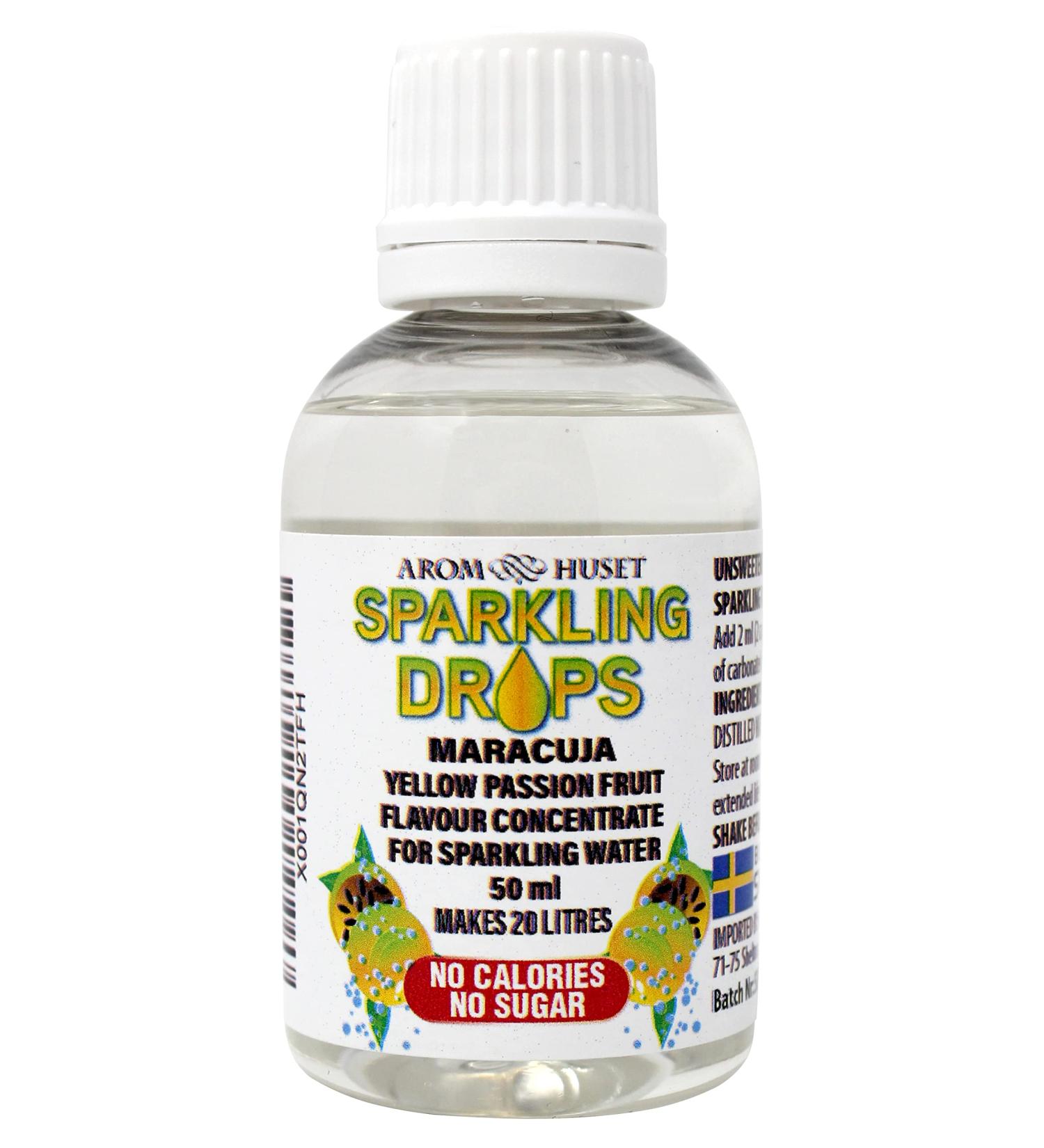 Maracuja Water Drops 50ml Zero Sugar Low Calorie & No Preservatives Makes 25 Litres Just Add Sparkling Water