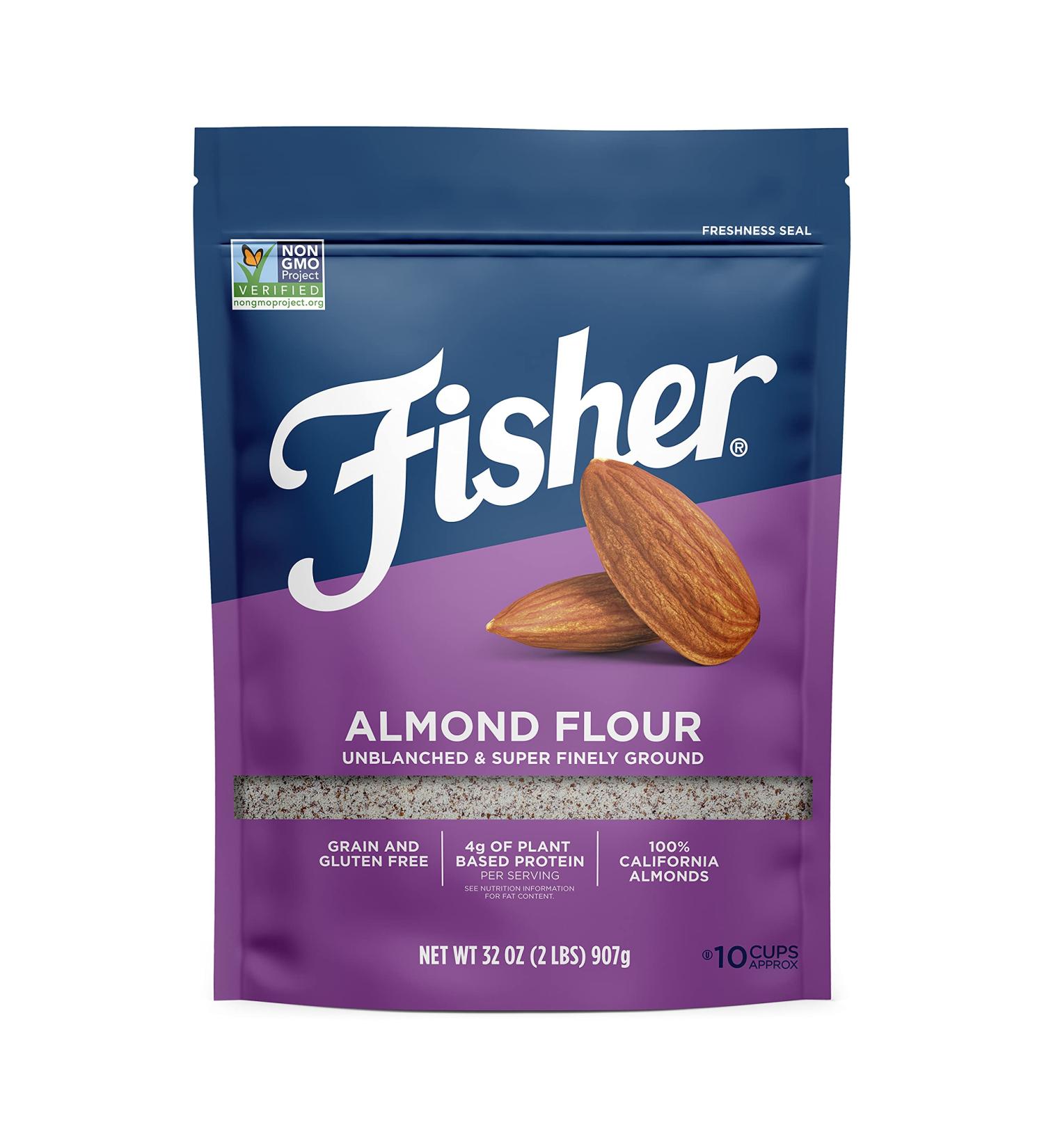 Fisher Almond Flour 32oz - Gluten-Free, Non-GMO, Keto, Paleo, Vegan Friendly, Unblanched, Super-Finely Ground - Buy Online on GoSupps.com