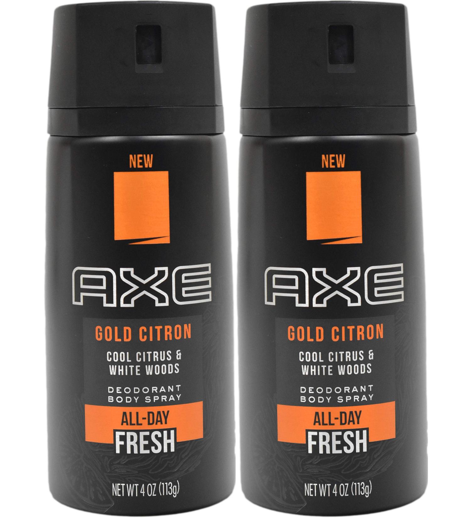 Axe Gold Citron Body Spray Set - Cool Citrus & White Woods Scent - All-Day Fresh - 4oz (Pack of 2) - Buy Online on GoSupps.com