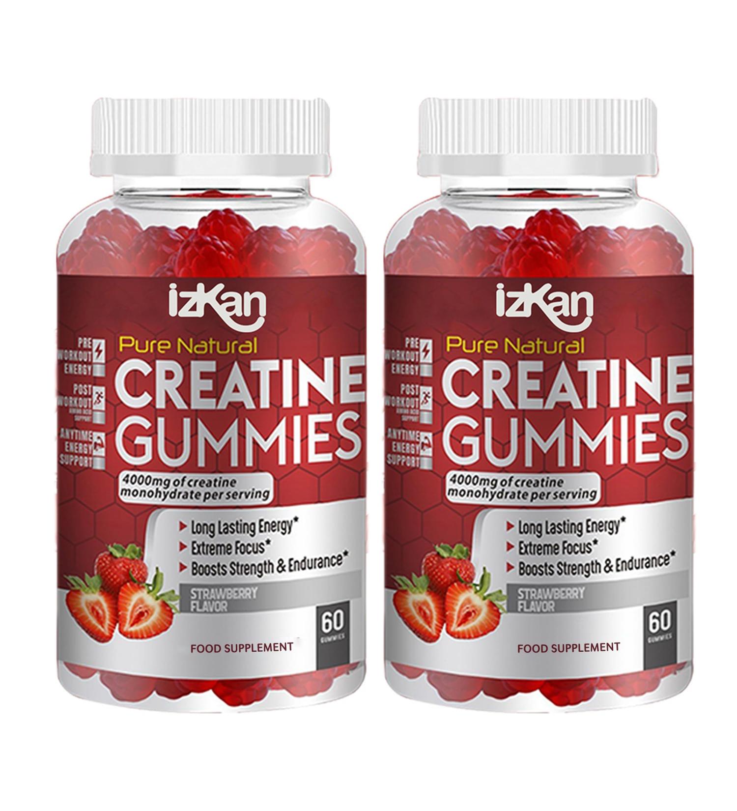 ProCreatine Monohydrate Gummies 4000mg - Strawberry Flavoured | Pre Workout Supplement for Men & Women | Keto & Vegan Friendly | 60 Days Supply - Buy Online on GoSupps.com