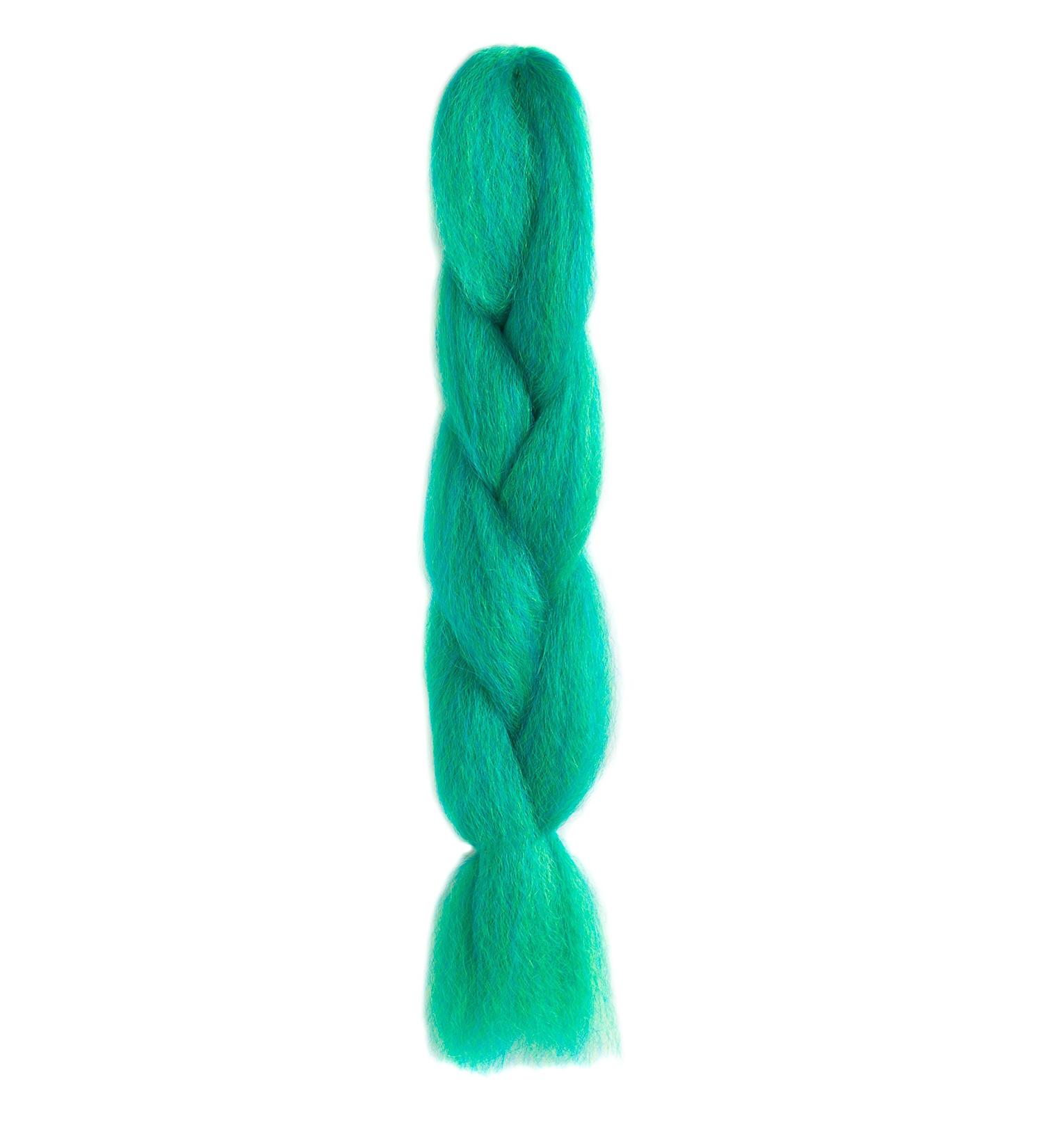 American Dream Premium Kanekelon Braid for Hair Weaves Dreads and Avant Garde Creative Styling Light Green and Dark Blue Mix
