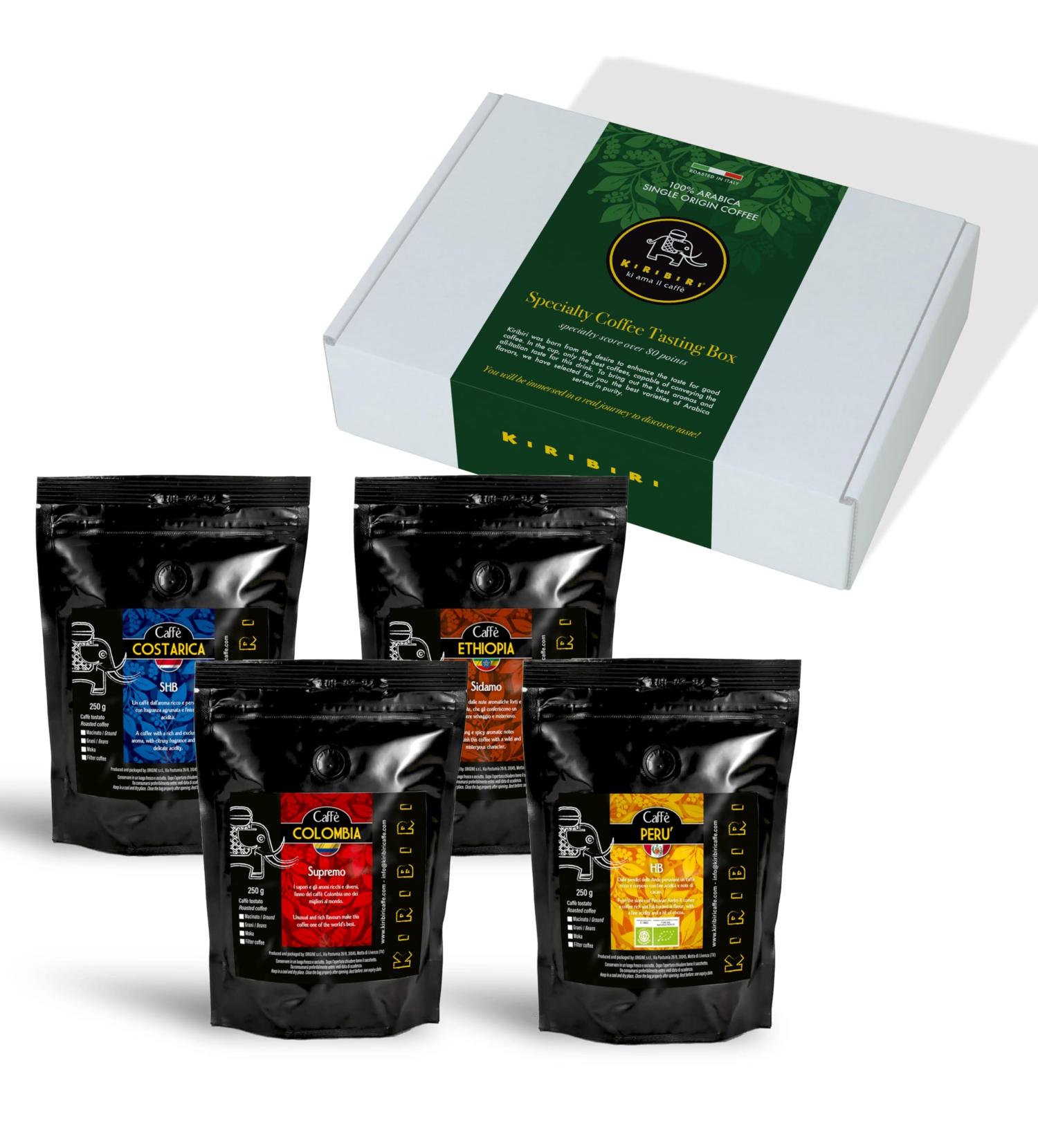 KIRIBIRI Single Origin Specialty Coffee 100% Arabica Beans - Pack of 4 x 250g Artisan Roasted - Origins: Colombia Costa Rica Organic Peru Ethiopia - Buy Online on GoSupps.com