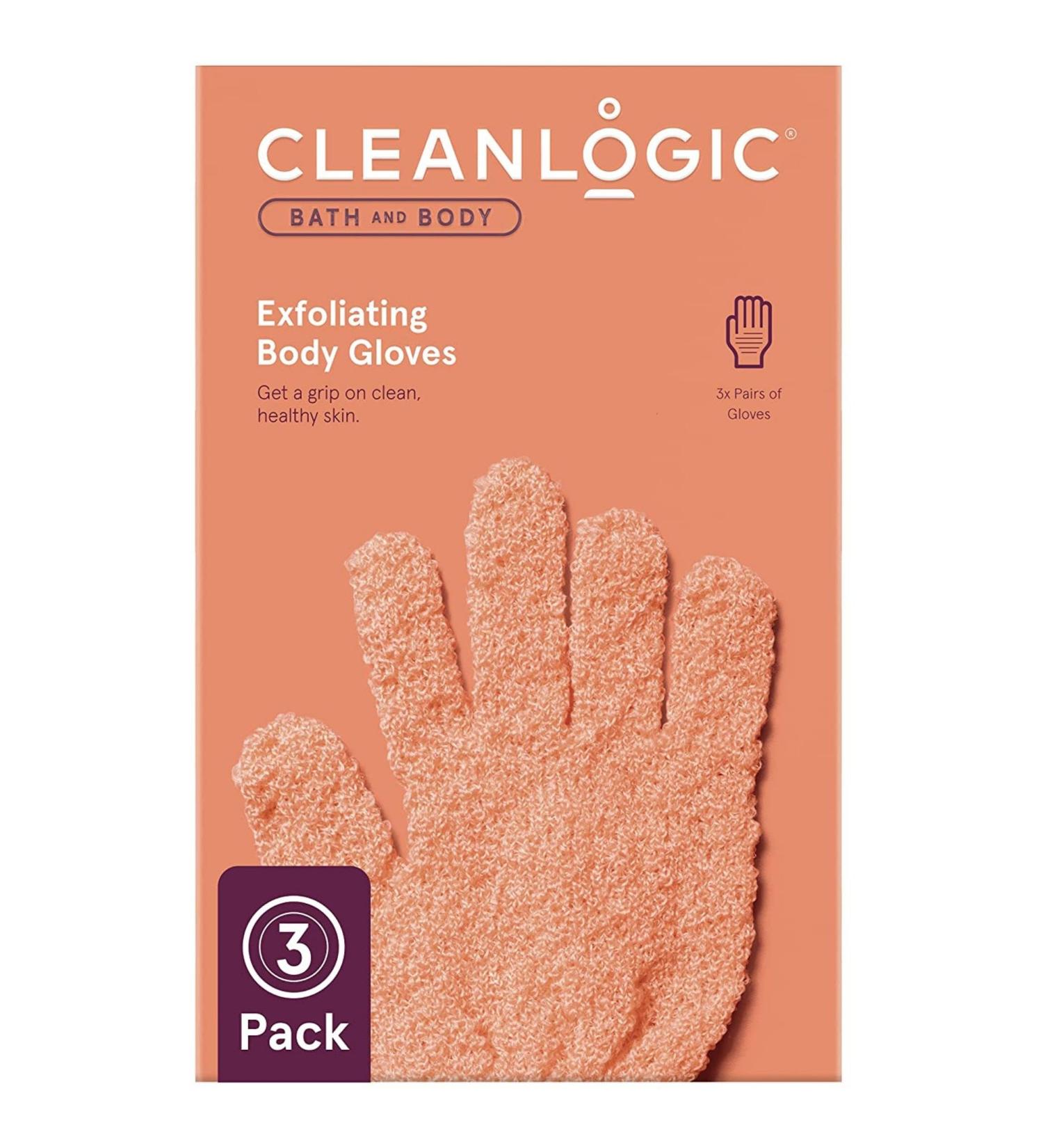 Cleanlogic Exfoliating Gloves - Reusable Body Exfoliator for Smooth, Clean Skin - Boost Circulation and Lymphatic Drainage - 3 Pairs - Buy Online on GoSupps.com