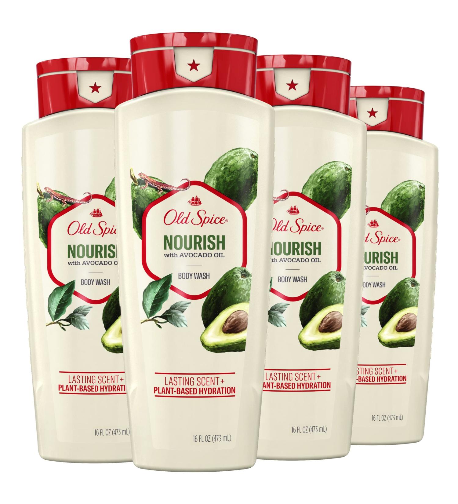 Old Spice Men's Body Wash Nourish with Avocado Oil 16 Fl Oz - Pack of 4 - Buy Online on GoSupps.com