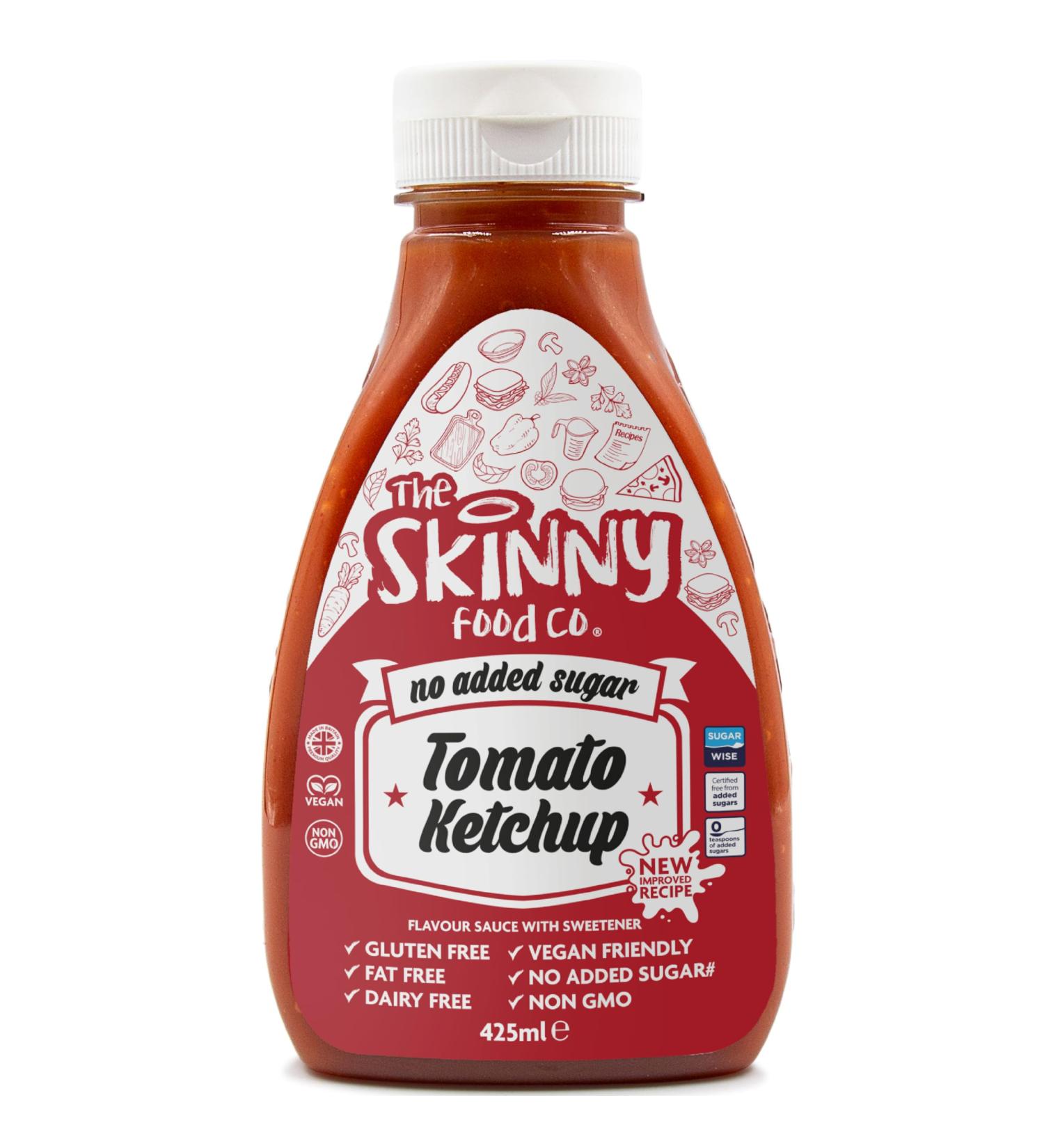Skinny Food Co Sugar Free Ketchup 425ml - Virtually Zero Calorie Tomato Sauce - Vegan & Keto-Friendly - Sugar Free Tomato Ketchup Sauce - Gluten Free - Buy Online on GoSupps.com
