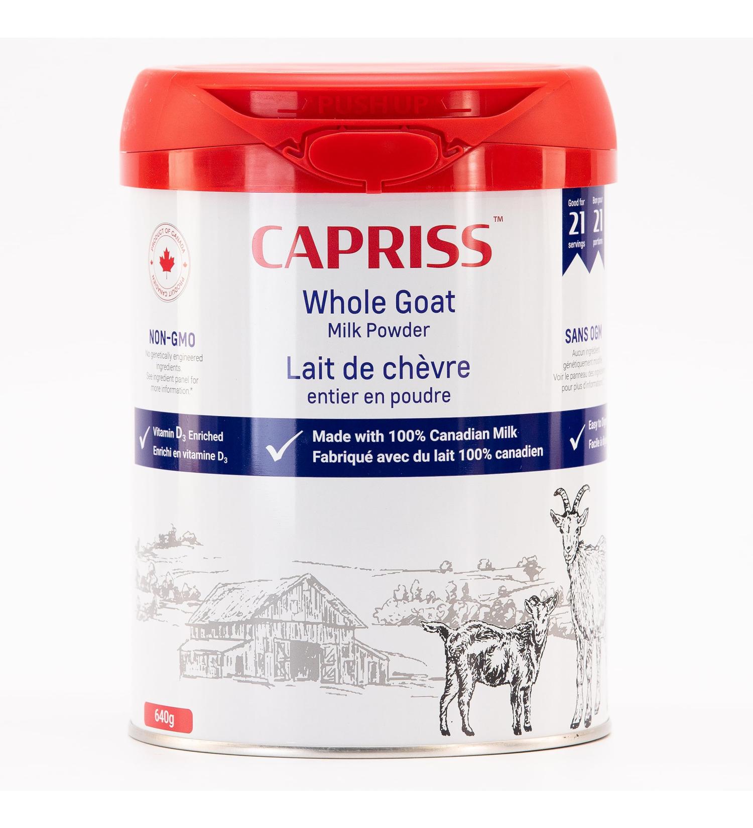CAPRISS Whole Goat Milk Powder 640g Vitamin D Enriched 100% Canadian Goat Milk No Antibiotics and rBST - Buy Online on GoSupps.com