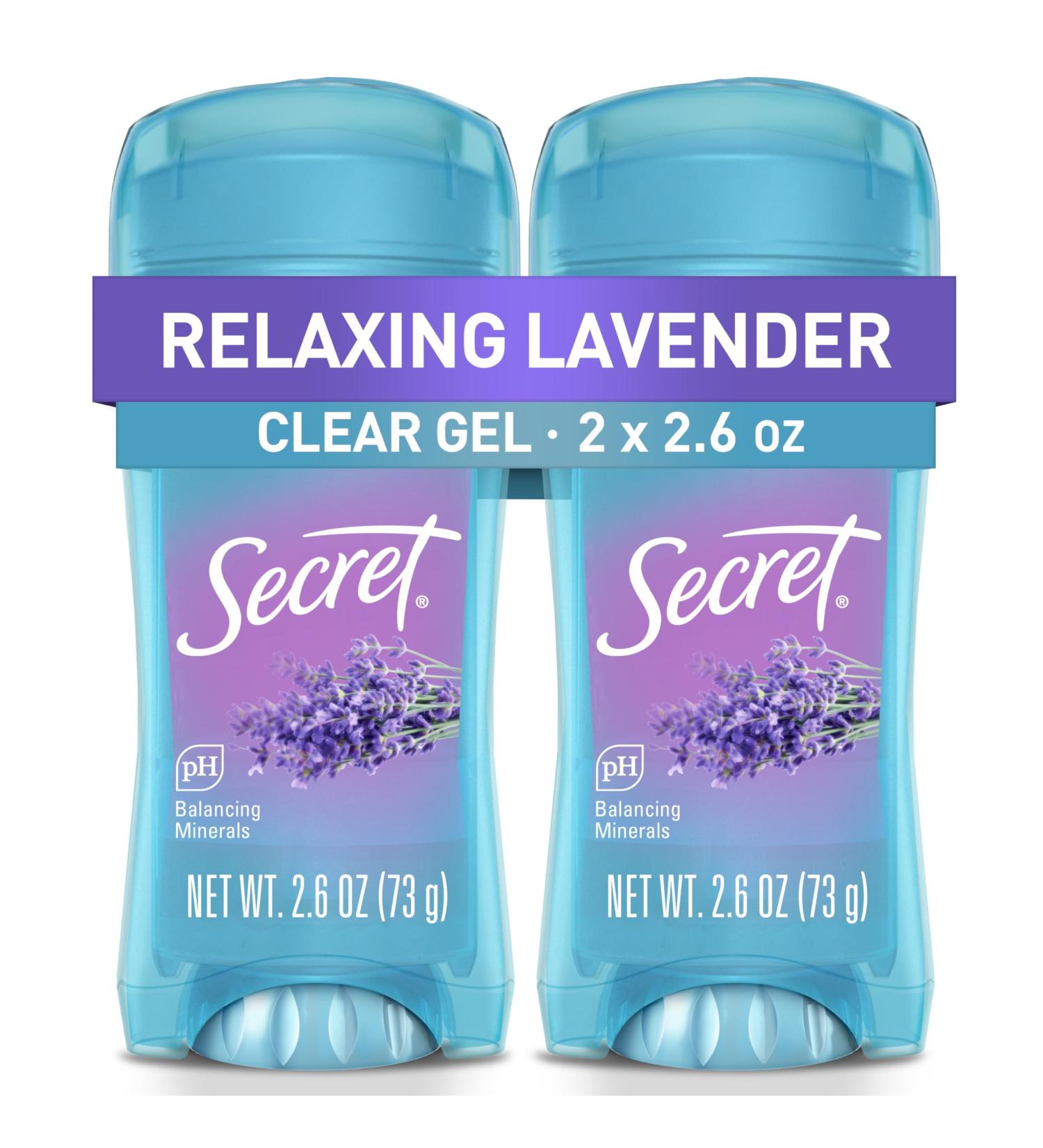 Secret Fresh Antiperspirant Deodorant for Women 72hr Breathable Sweat & Odor Protection Instant Freshness & Gentle PH Balancing Minerals Clear Gel Relaxing Lavender Scent 2.6 oz (Pack of 2) Lavender 2.6 Ounce (Pack of 2) - Buy Online on GoSupps.com
