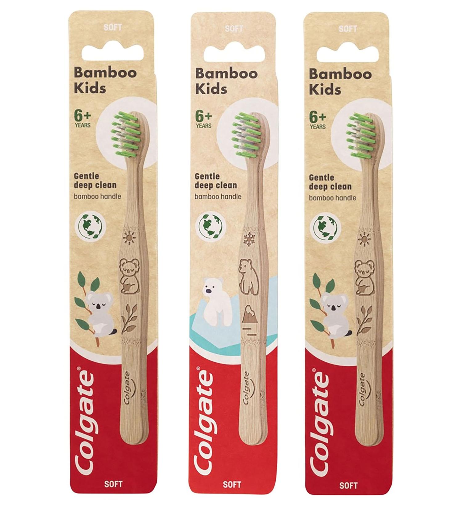 Bamboo Children's Toothbrushes - Eco-Friendly Soft Bristles Biodegradable & Recyclable | Ideal Travel Manual Toothbrush for Kids 6+ - Buy Online on GoSupps.com