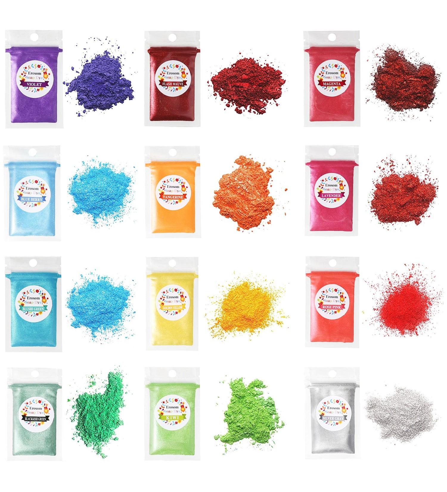 12 Colors Mica Powder Pigments for Soap Dye - Soap Making Colorants Set - Skin Safe DIY Soaps, Bath Bombs, Nail Polishes - Resin Makeup Dye - Buy Online on GoSupps.com