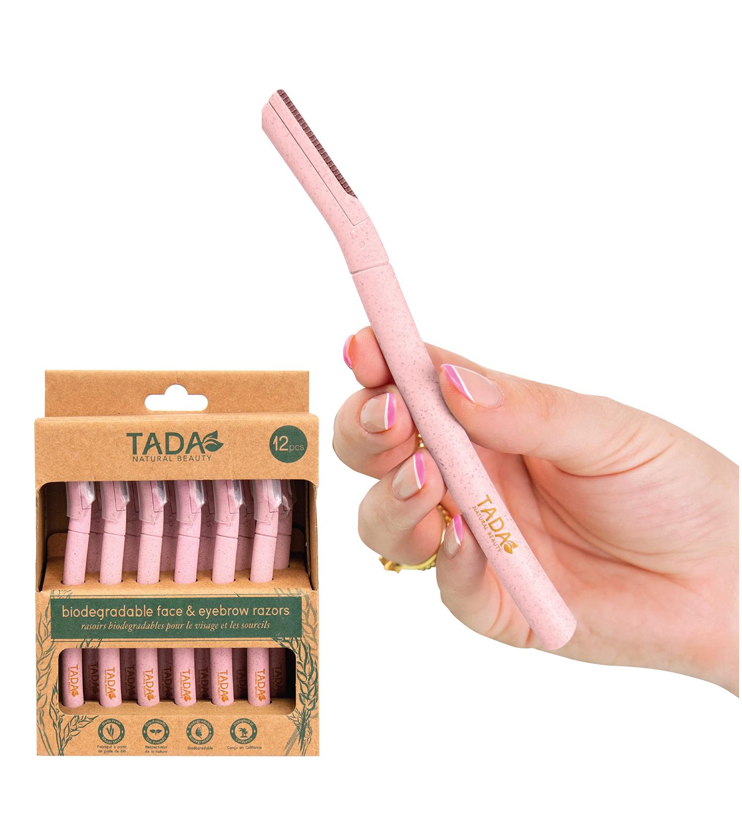 TADA Natural Beauty Biodegradable Dermaplaning Tool 12pk - Eco-Friendly Face & Eyebrow Razors Exfoliating Shaver (Pink - Buy Online on GoSupps.com
