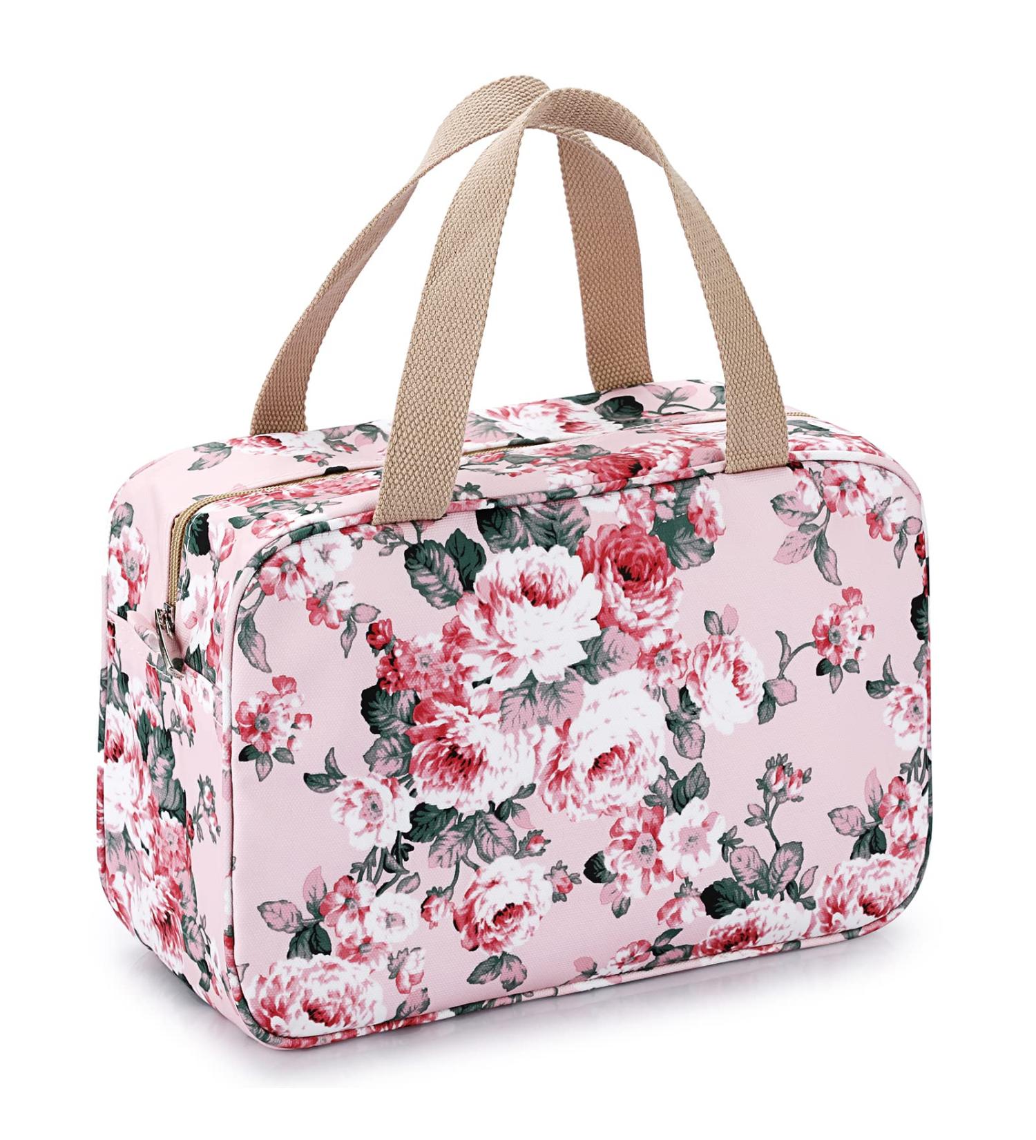 IGNPION Woman Large Travel Toiletry Bag Waterproof Wash Bag Pink Flower - Buy Online on GoSupps.com