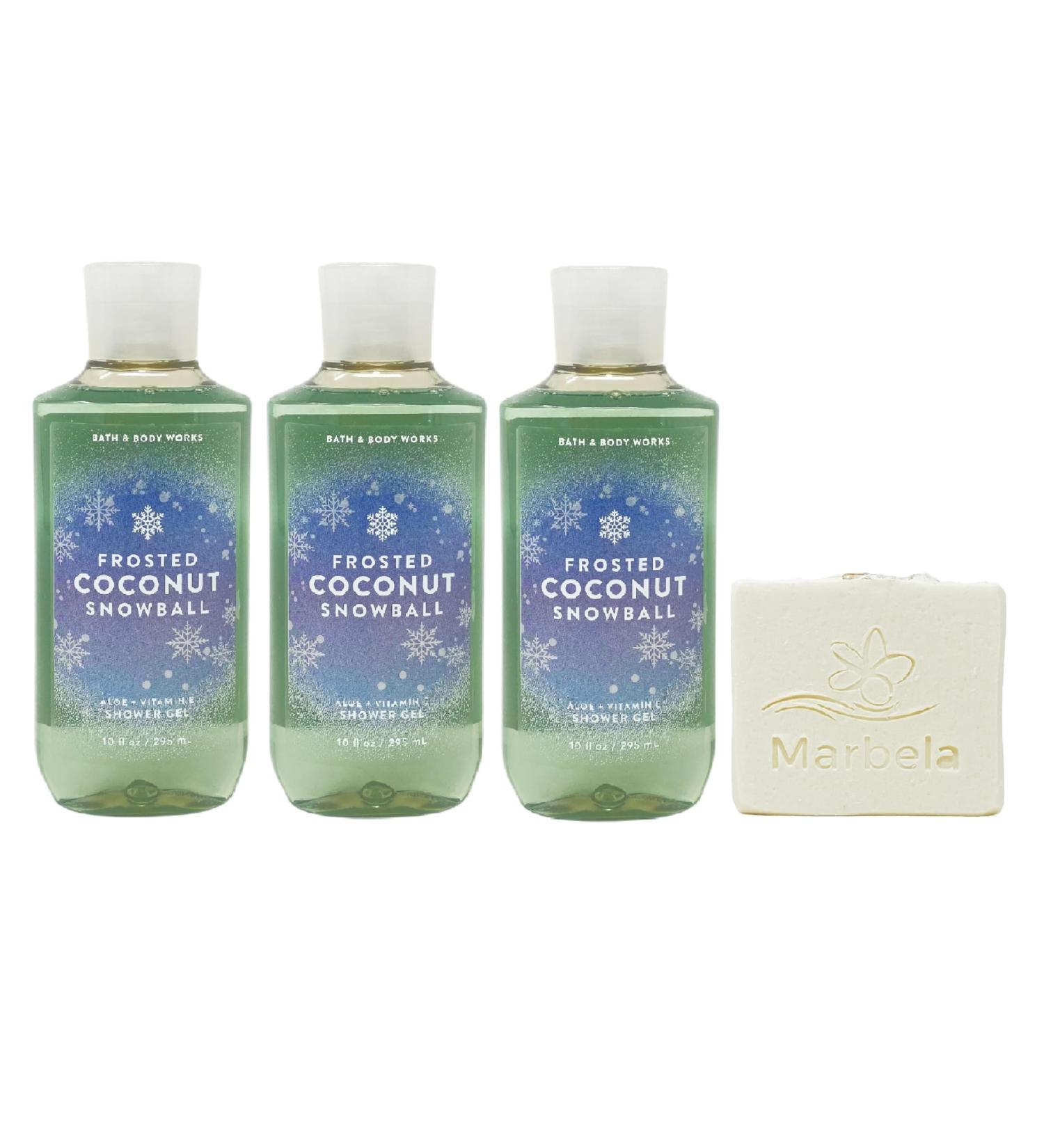 Bath & Body Works Frosted Coconut Snowball 3 Pack Shower Gel with a Natural Oats Bar Soap. - Buy Online on GoSupps.com